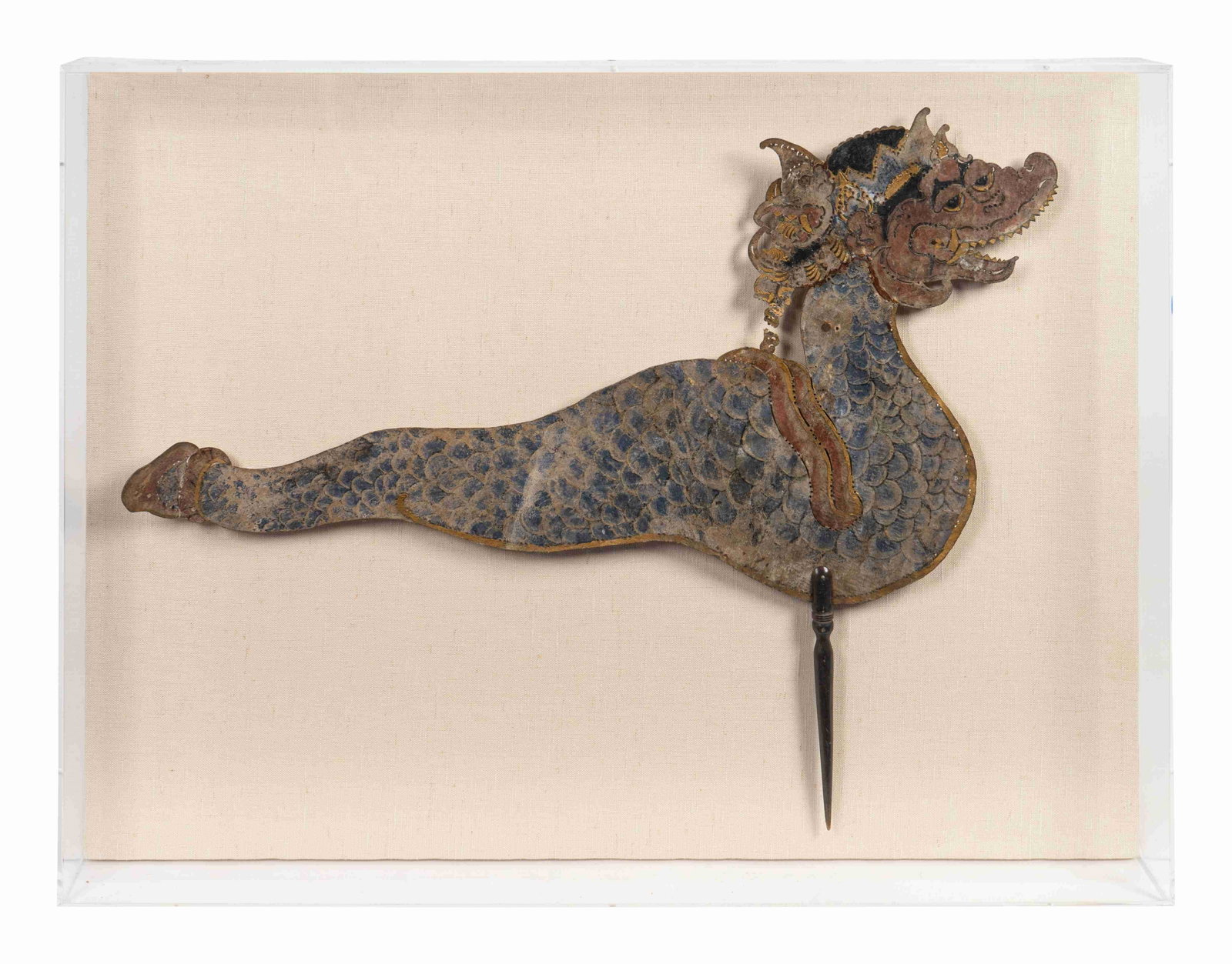 A Group of Nine Indonesian Kulit: A Group of Nine Indonesian Kulit CIRCA 1875-1925 with various motifs including, Wayang Kulit of Bagaong, a serpent, an elephant, a Wayang Kulit of Rawana, a Wayang Kulit of Hanuman, a clown, a tiger, 
