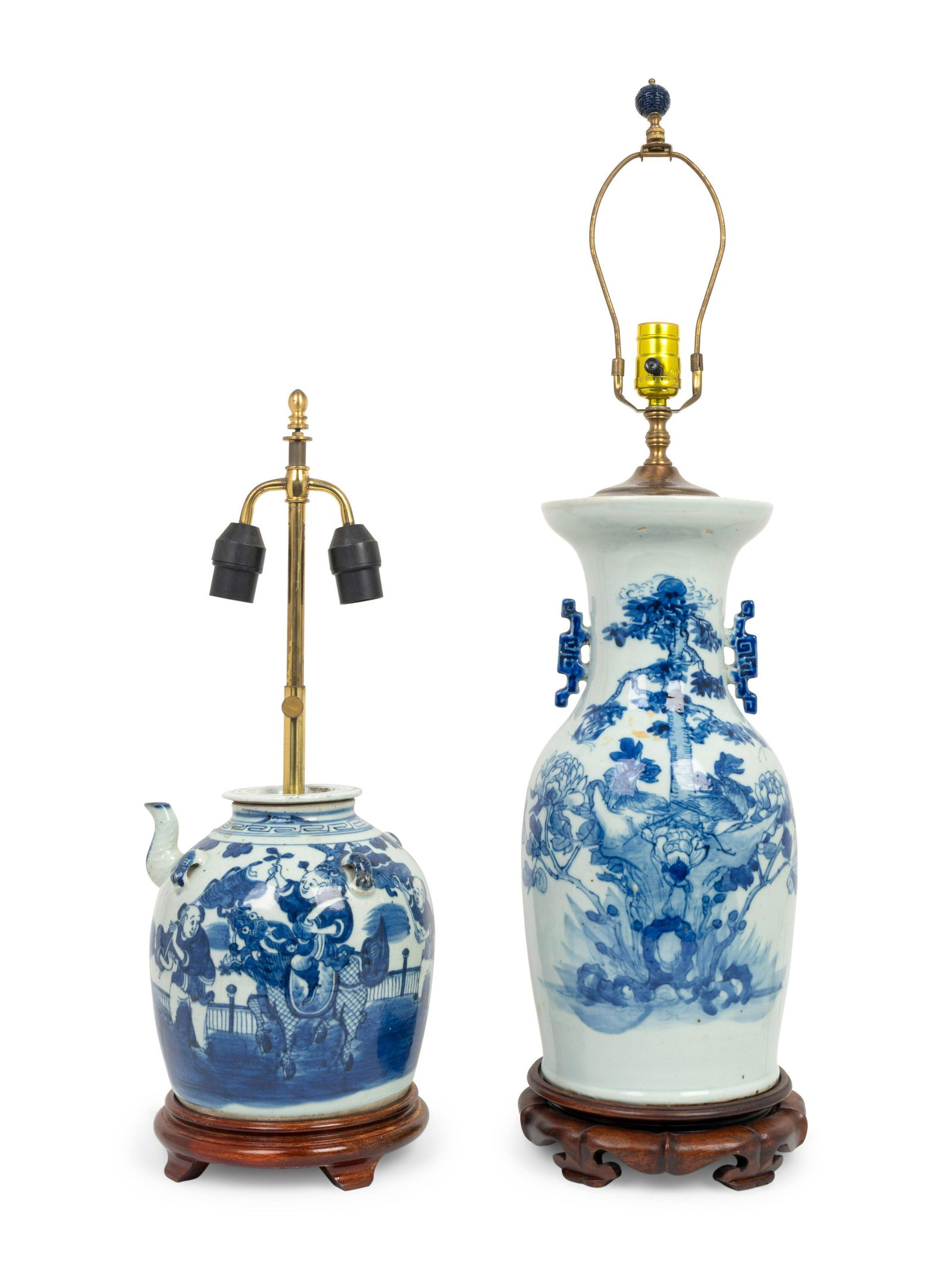 Two Chinese Blue and White Porcelain Table Lamps Height (1 of 1)