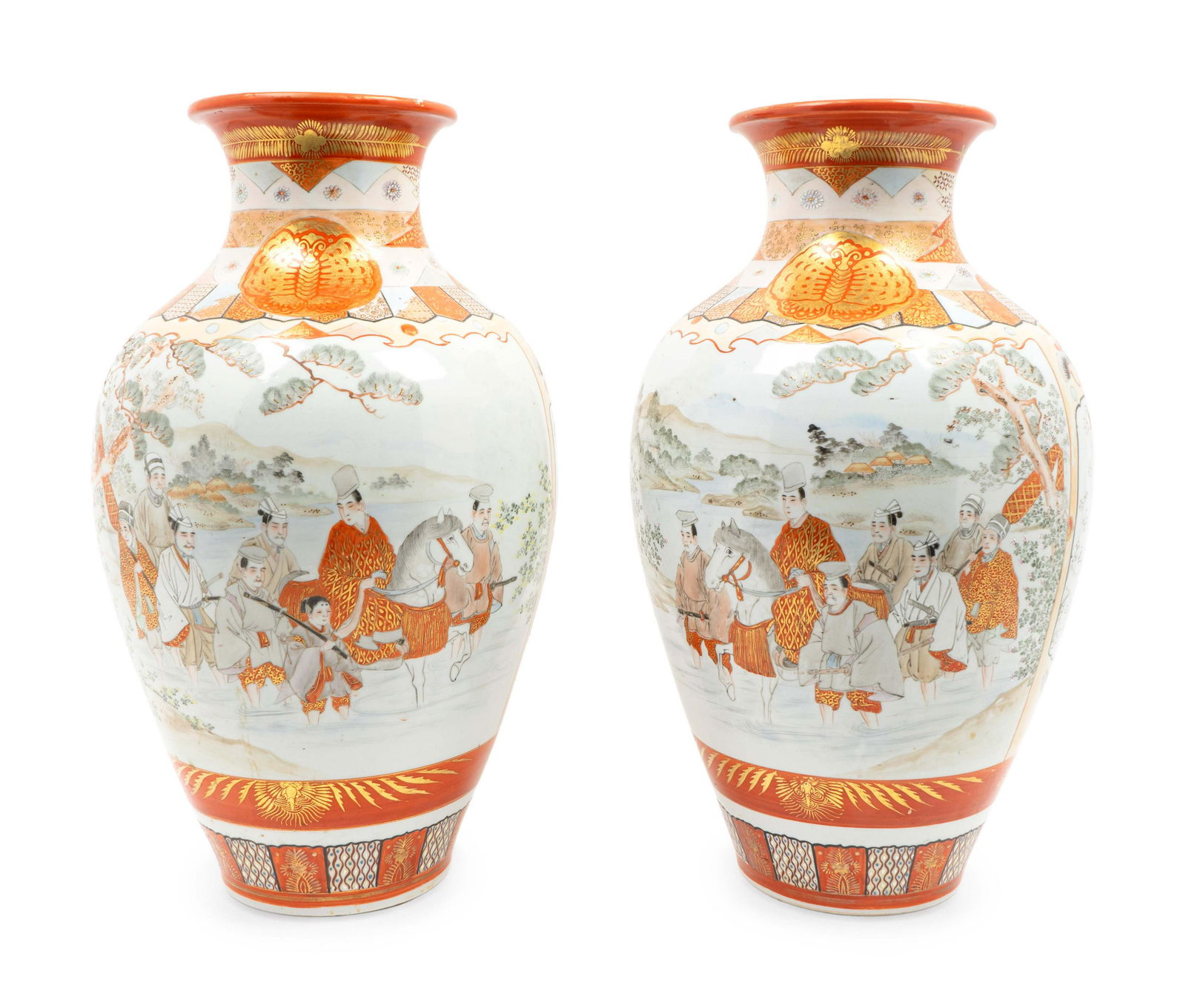 A Pair of Japanese Kutani Porcelain Vases Height 18 (1 of 3)