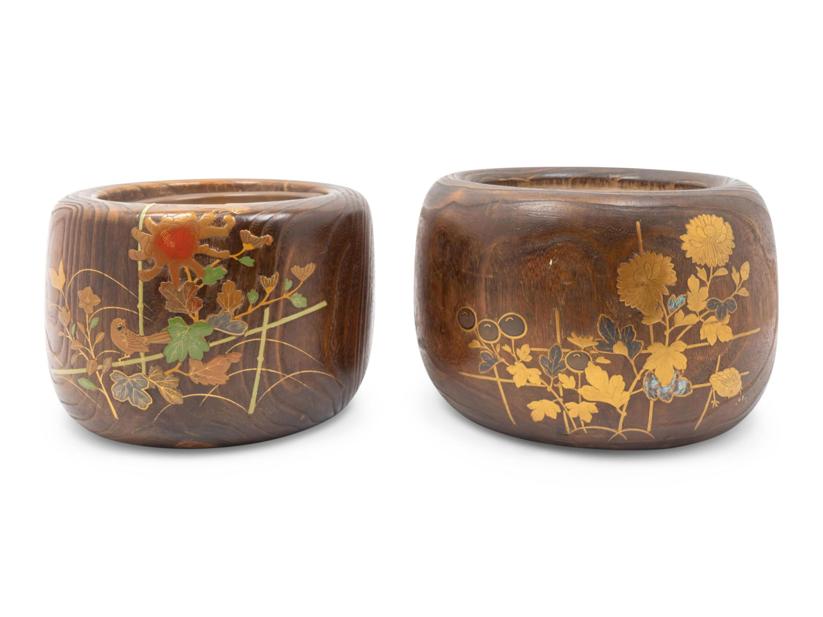 Two Similar Japanese Lacquered Kiri Wood Hibachi (1 of 1)