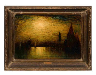 Attributed to George Henry Bogert (American, 1864-1944): Attributed to George Henry Bogert (American, 1864-1944) Moonlight - Venice oil on canvas apparently unsigned 20 x 30 inches. Property from a Prestigious Private Midwest Collection