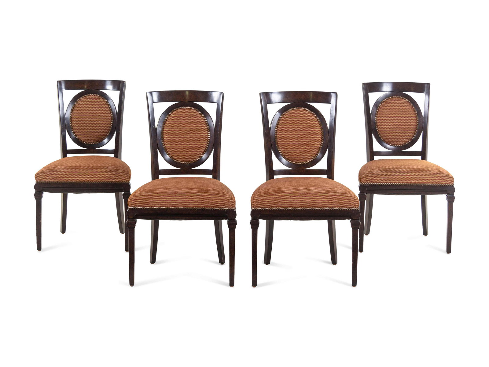 A Set of Four Contemporary Burl Walnut Side Chairs (1 of 2)