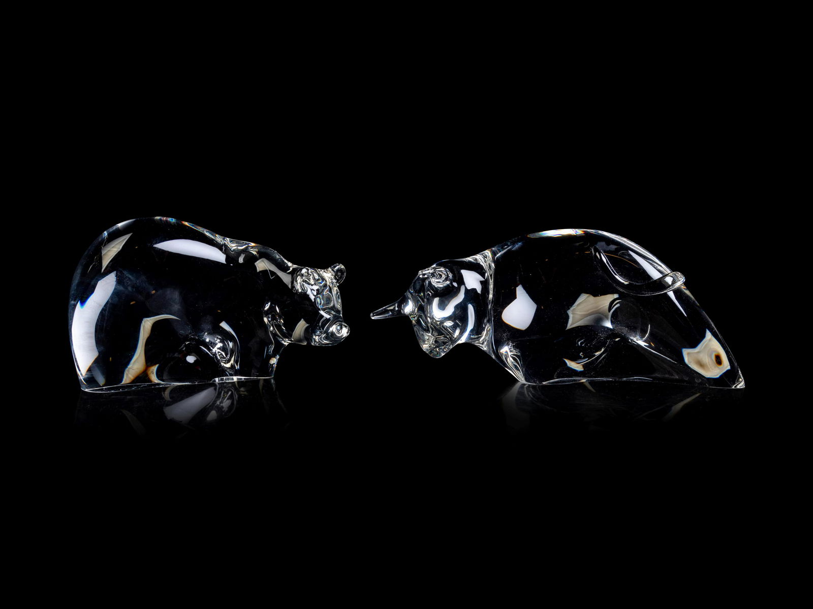 Steuben Glass Bear and Bull Figures (1 of 2)