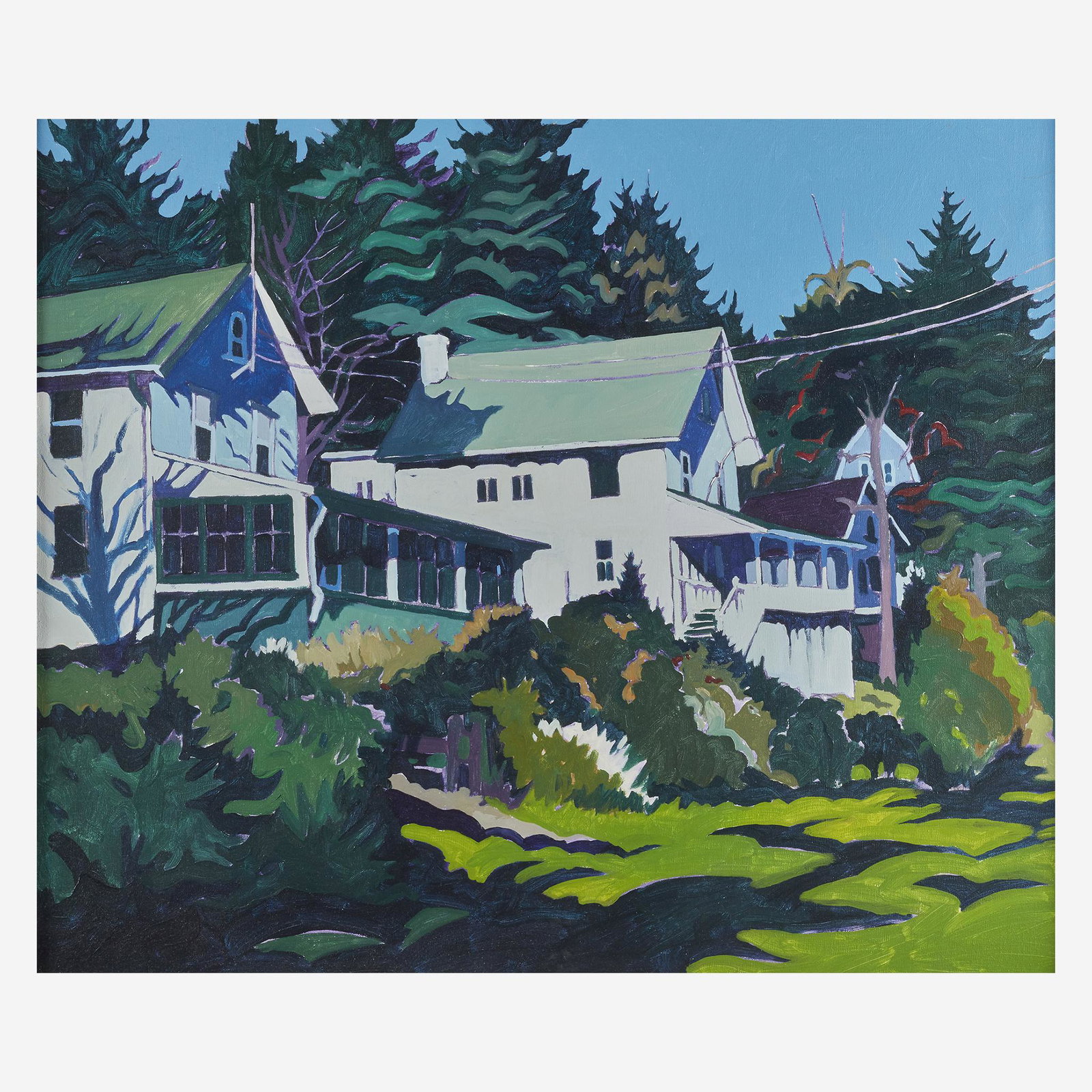 Jon Carsman (American, 1944–1987), , Houses: Jon Carsman (American, 1944–1987)HousesAcrylic on canvas30 x 36 in. (76.2 x 91.4cm)PROVENANCE:Private Collection, Philadelphia, Pennsylvania.