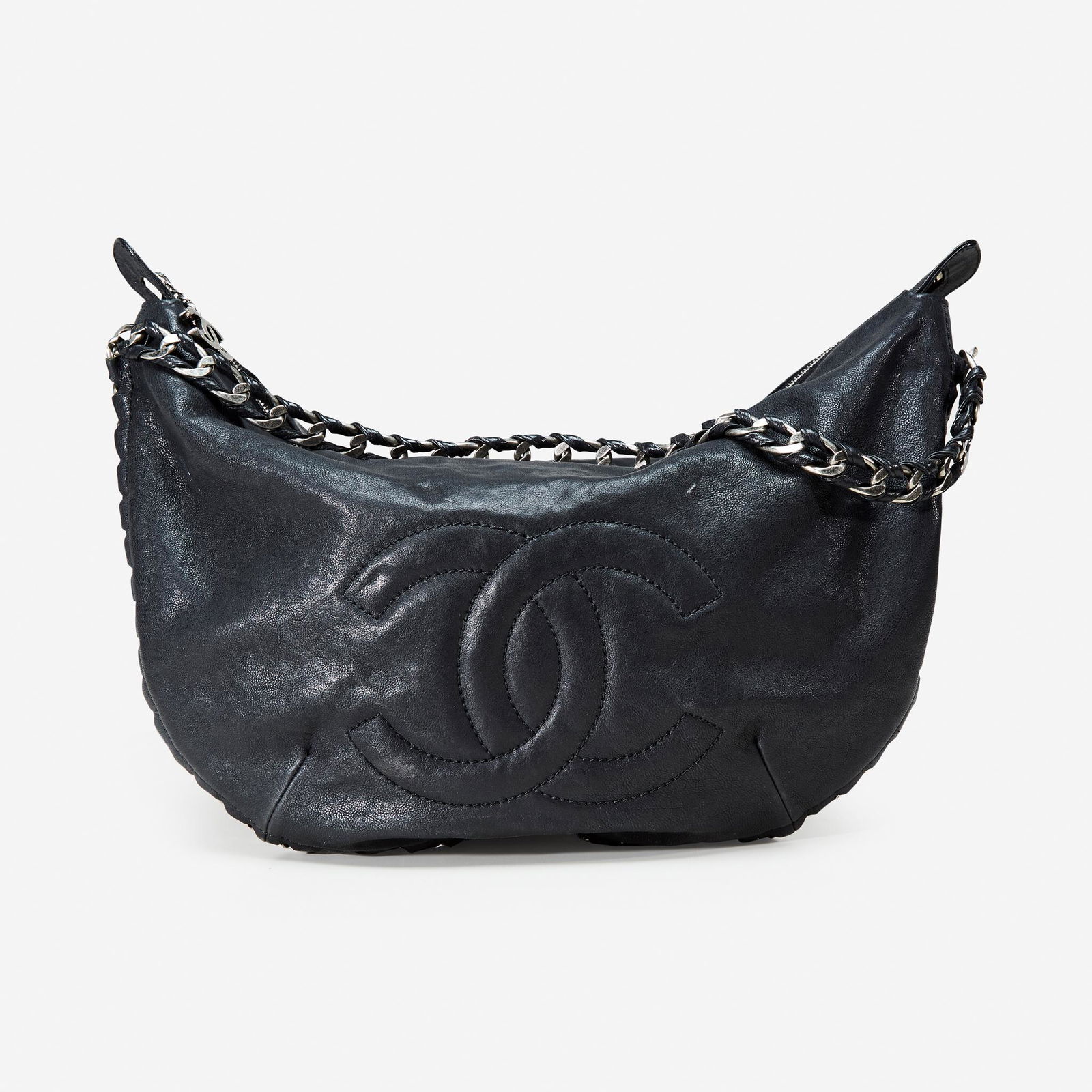 A black leather hobo bag, Chanel, Italy (1 of 2)