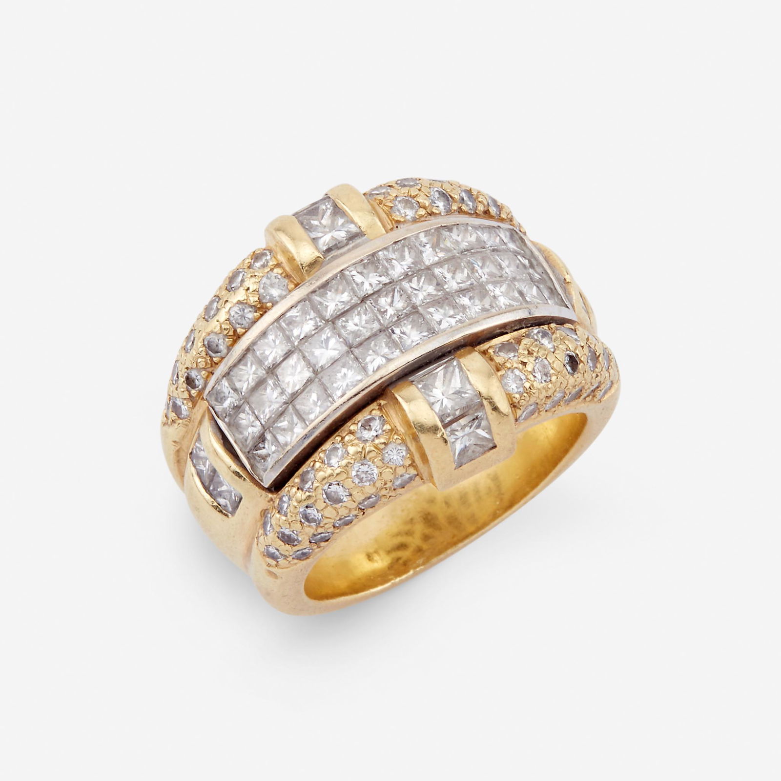 An eighteen karat gold and diamond ring, (1 of 3)