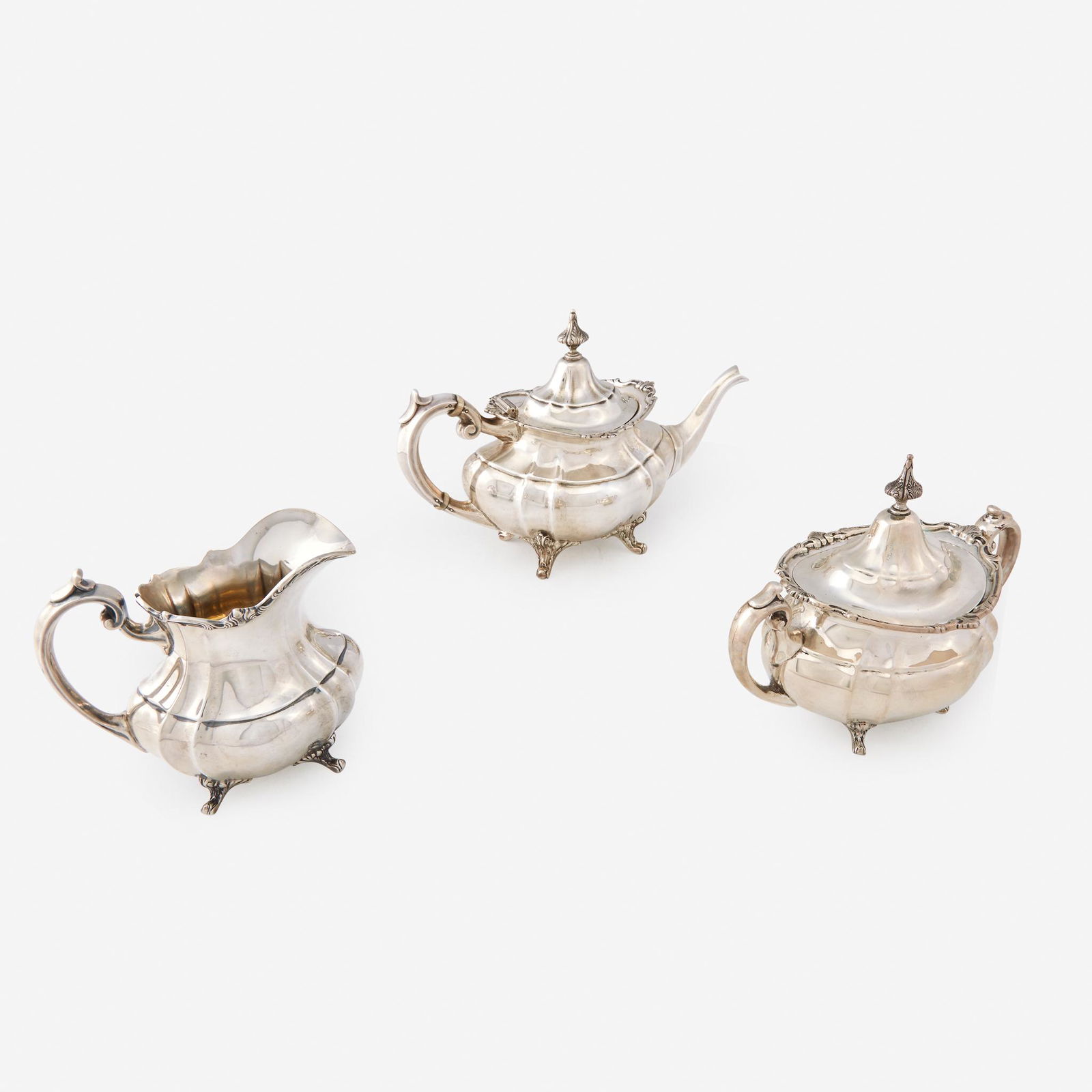 An American sterling silver three-piece tea service, (1 of 1)