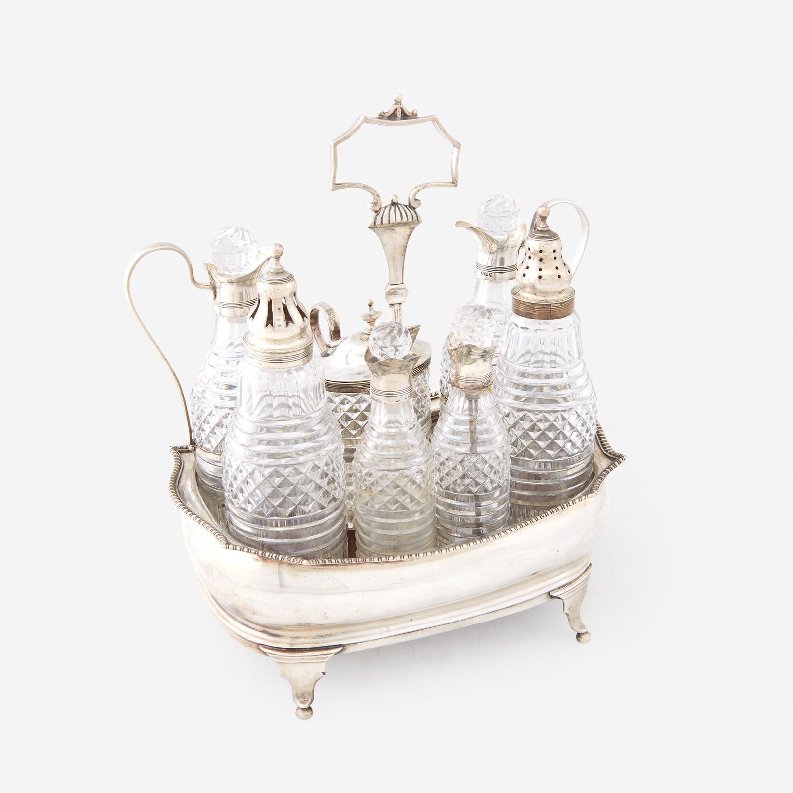 A George III sterling silver-mounted glass cruet set, (1 of 1)
