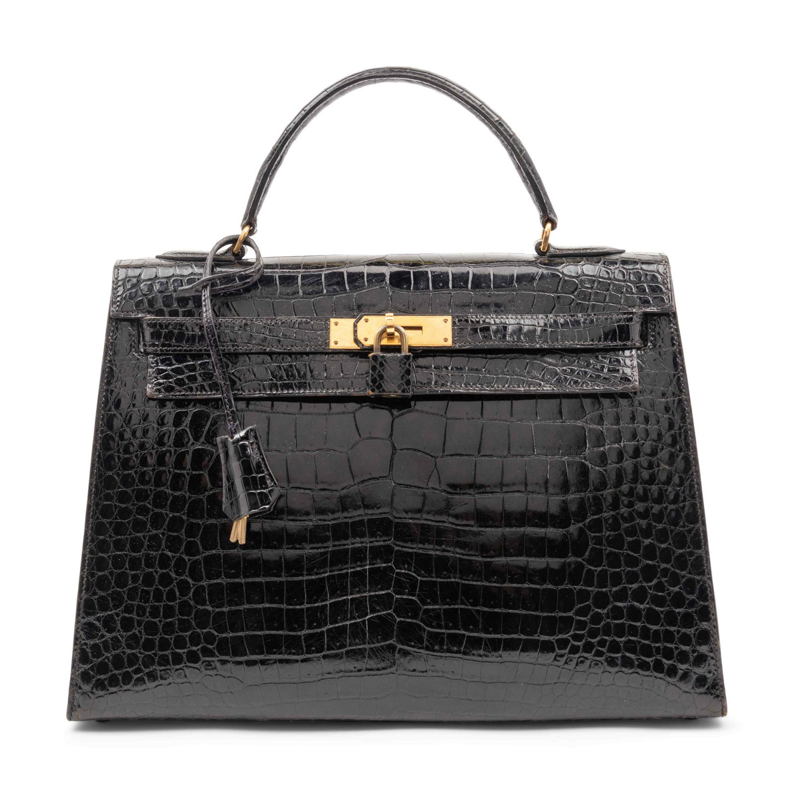 Hermes 32cm Shiny Black Crocodile Sellier Kelly, 1973 (1 of 7)