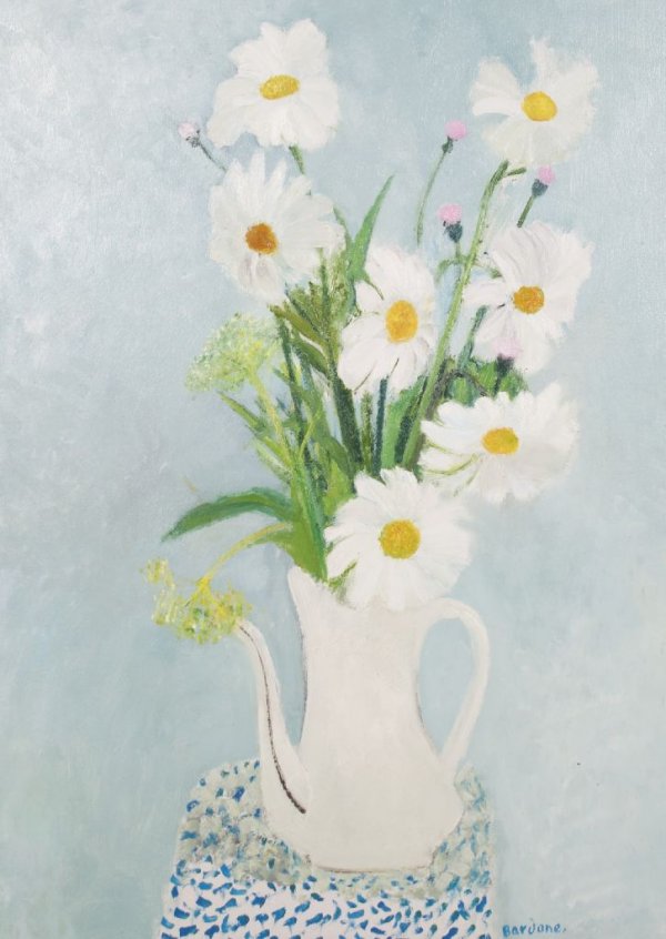 Guy Bardone, (French, b. 1927), Les grosses marguerites: Guy Bardone (French, b. 1927) Les grosses marguerites oil on canvas signed (lower right) 31 1/2 x 23 inches.