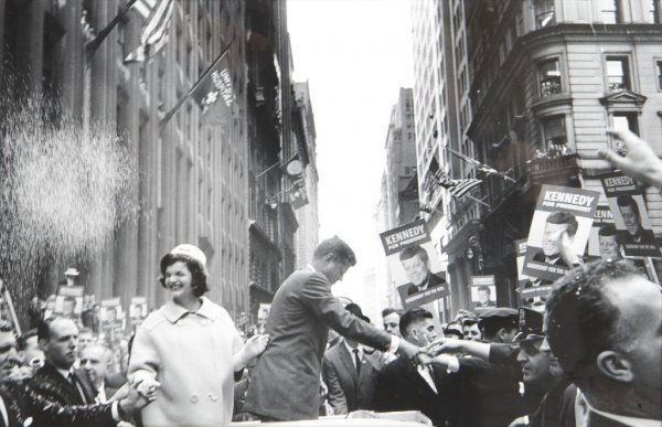 Cornell Capa, (American, 1918-2008), JFK and Jackie, Ne: Cornell Capa (American, 1918-2008) JFK and Jackie, New York, 1960 gelatin silver print numbered 79/12, signed, titled and dated (label on reverse) 11 x 16 3/4 inches.
