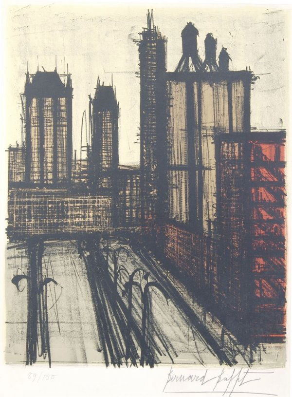 Bernard Buffet, (French, 1928-1999), New York: Bernard Buffet (French, 1928-1999) New York lithograph edition 89/150, signed (lower right) 24 1/2 x 19 inches.
