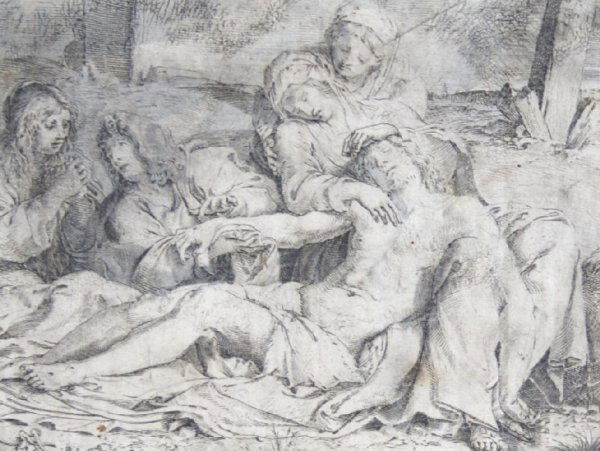 After Annibale Carracci, (Italian, 1560-1609), Pieta: After Annibale Carracci (Italian, 1560-1609) Pieta etching 4 7/8 x 6 3/8 inches.