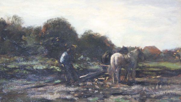 Jacob Henricus Maris, (Dutch, 1837-1899), At the Day's : Jacob Henricus Maris (Dutch, 1837-1899) At the Day's End oil on canvas signed (lower right) 10 x 17 inches.