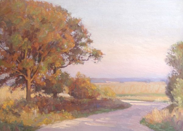 Adolph Robert Schulz, (American, 1869-1963), Sunset at : Adolph Robert Schulz (American, 1869-1963) Sunset at Lake oil on board signed (lower left) 11 1/2 x 15 1/2 inches.