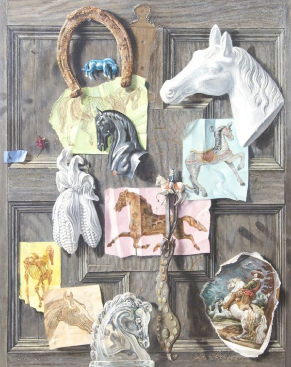 Aaron Bohrod, (American, 1907-1992), Anatomy of a Horse: Aaron Bohrod (American, 1907-1992) Anatomy of a Horse, circa 1960 oil on gesso panel signed (lower right) 30 x 24 inches.