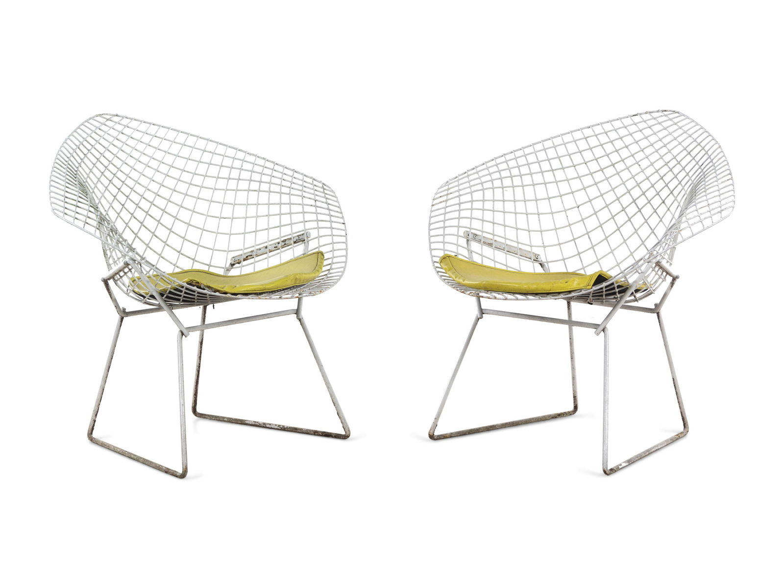 Harry Bertoia (Italian-American, 1915-1978) Pair of: Harry Bertoia (Italian-American, 1915-1978) Pair of Diamond Chairs,Knoll, USA enameled steel H 30 x W 33 1/2 x D 23 inches.