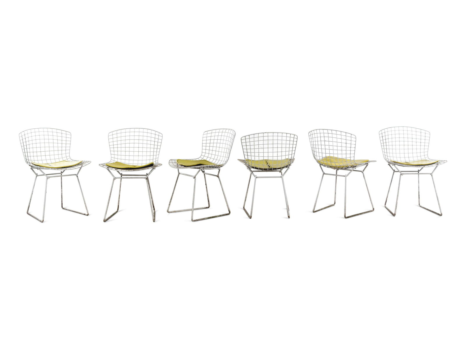 Harry Bertoia (Italian-American, 1915-1978) Set of Six: Harry Bertoia (Italian-American, 1915-1978) Set of Six Dining Chairs, Knoll, USA enameled steel H 30 x W 21 x D 20 inches.