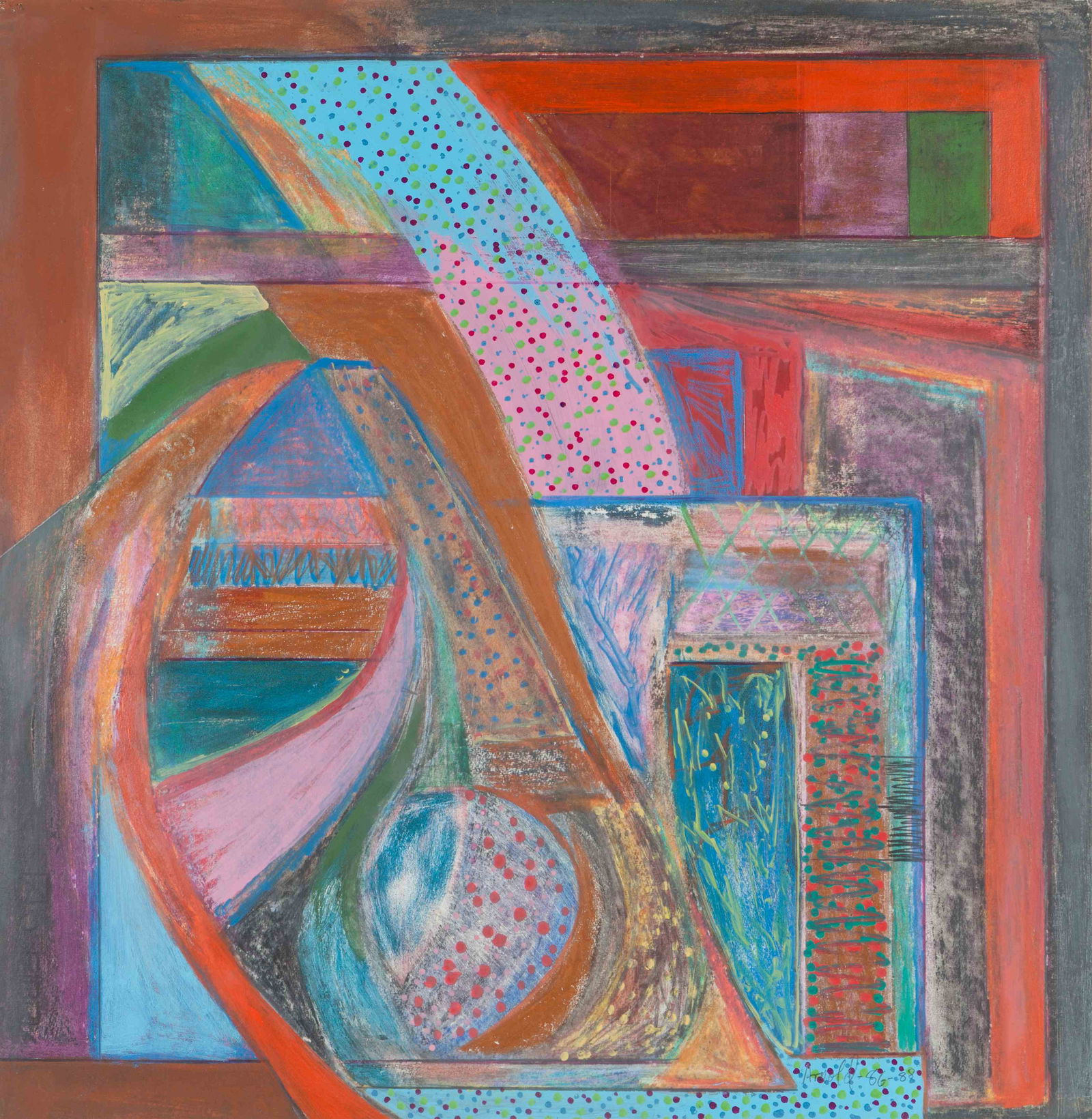 Ralph Arnold (American, 1928-2006) Cascade, 1986-88: Ralph Arnold (American, 1928-2006) Cascade, 1986-88 crayon, acrylic and pecil on paper signed Arnold and dated (lower right) 22 x 22 1/2 inches.