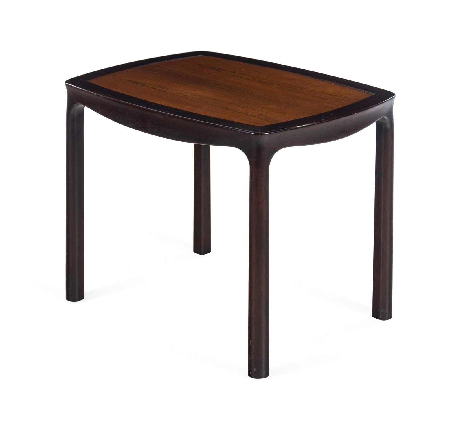 Edward Wormley (American, 1907-1995) Side Table,Dunbar,: Edward Wormley (American, 1907-1995) Side Table,Dunbar, USA mahogany, rosewood manufacturer's brass plaque to underside H 22 1/2 x W 28 x D 21 inches.