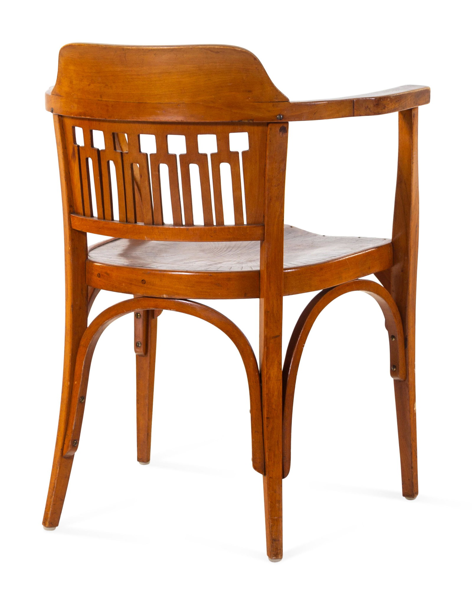 Otto Wegner, Attribution Austria, Early 20th Century: Otto Wegner, Attribution Austria, Early 20th Century Armchair,J&J Kohn, Austria stained beech H 31 3/4 x W 24 x D 20 1/2 inches.