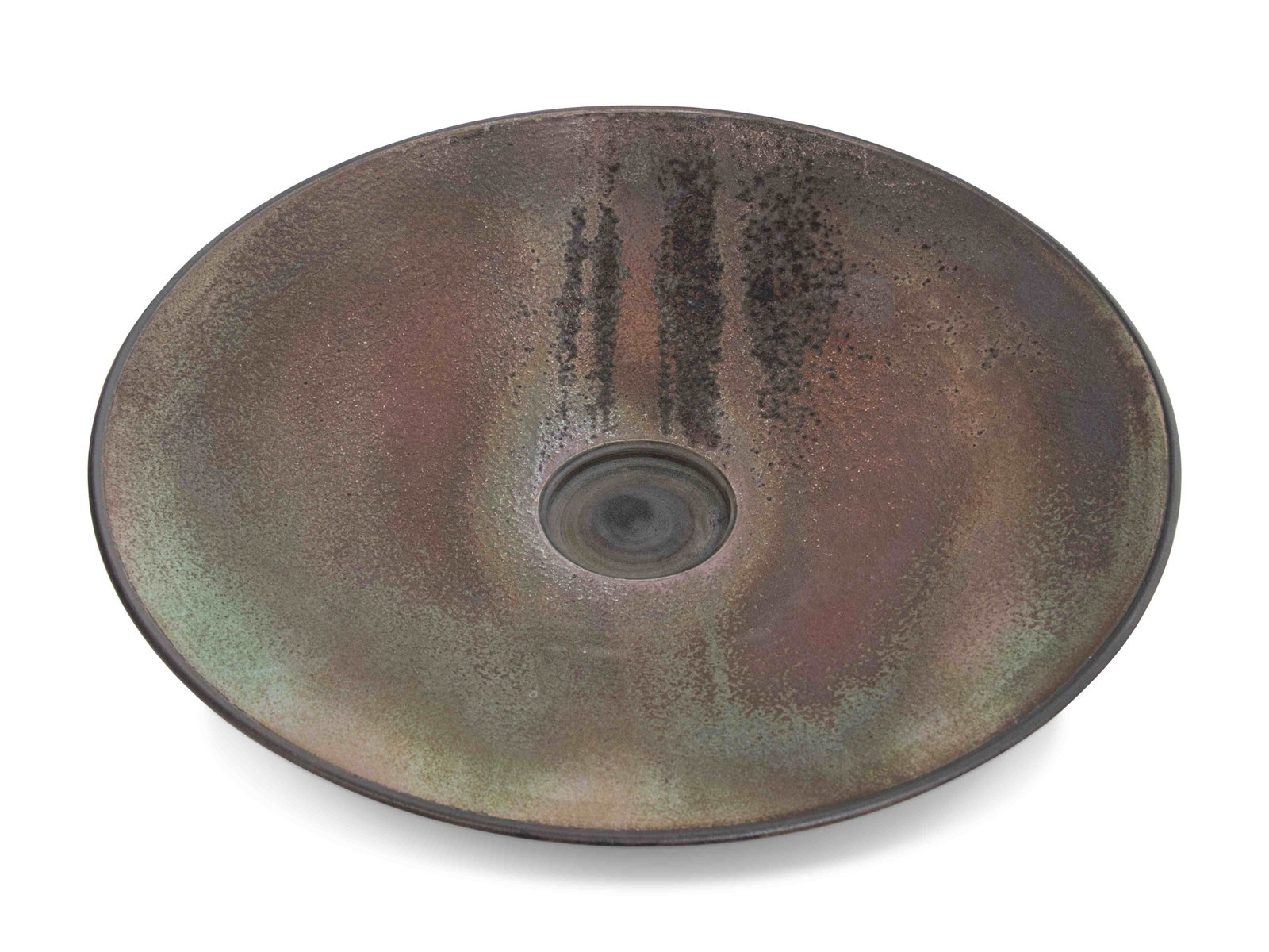 Harvey Sadow (American, b. 1946) Large Sculptural: Harvey Sadow (American, b. 1946) Large Sculptural Charger raku fired stoneware artists signature to underside Diameter 18 3/4 inches. Property from a Private Collection, Highland Park, Illinois