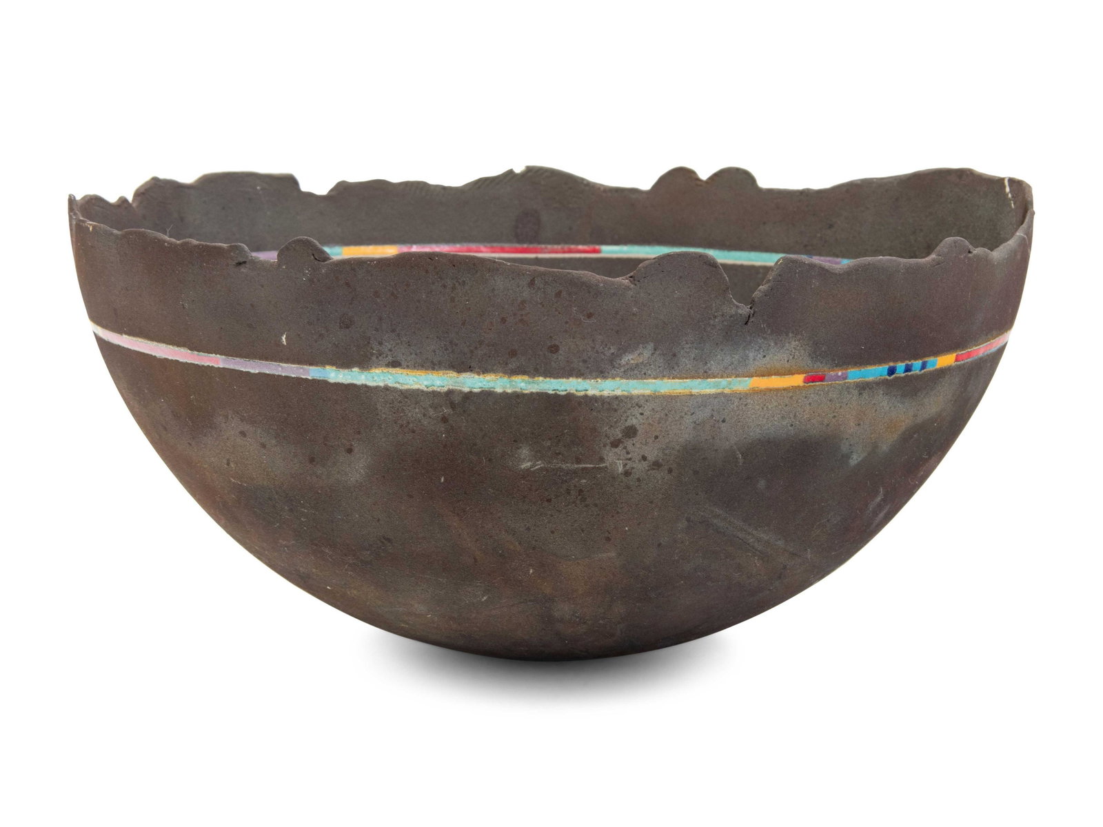 Karl Borgeson (American, b. 1940) Large Bowl: Karl Borgeson (American, b. 1940) Large Bowl raku-fired earthenware signed H 6 x Diameter 12 inches. Property from a Private Collection, Highland Park, Illinois