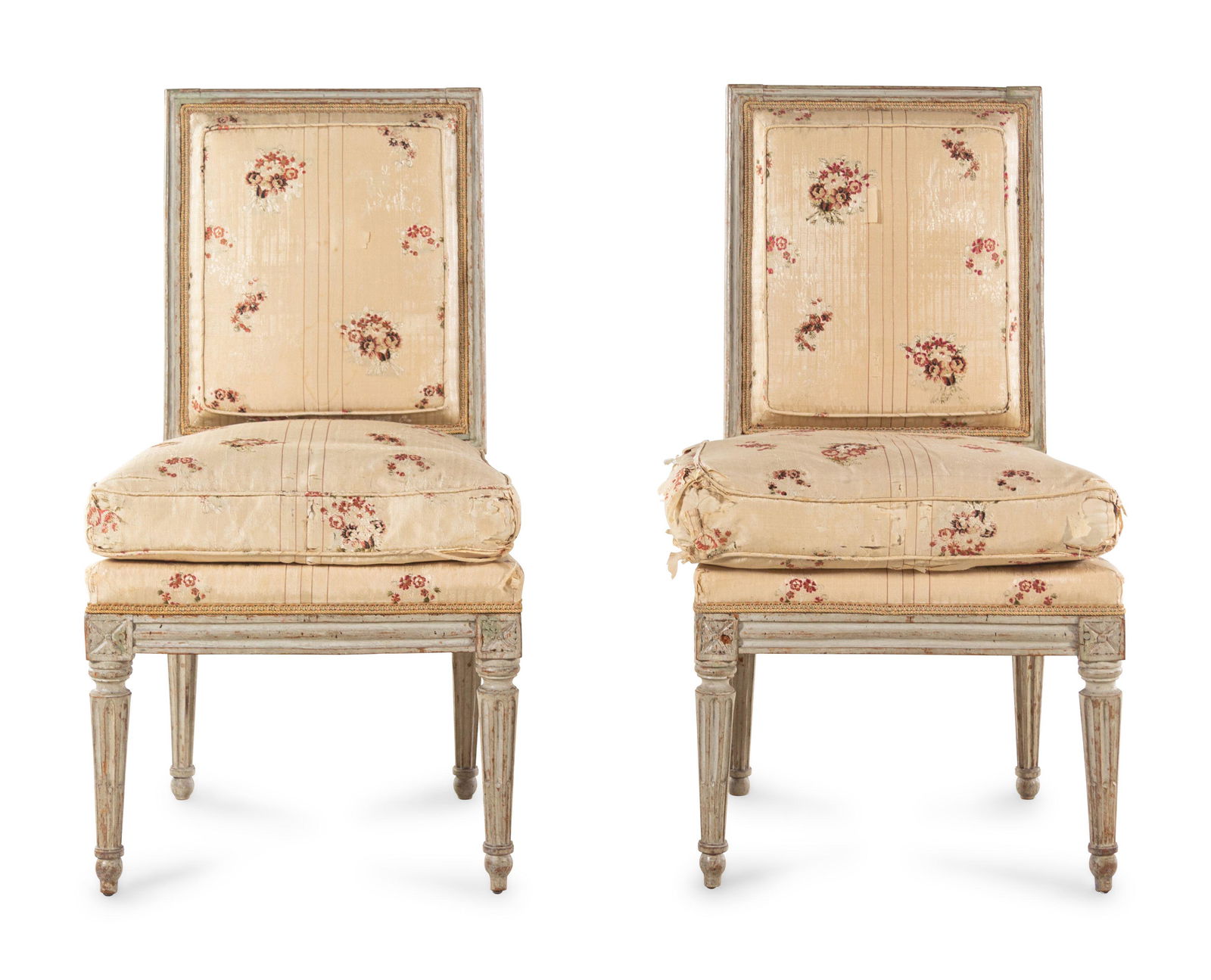 A Pair of Louis XVI Carved and Gray-Painted Side Chairs (1 of 2)