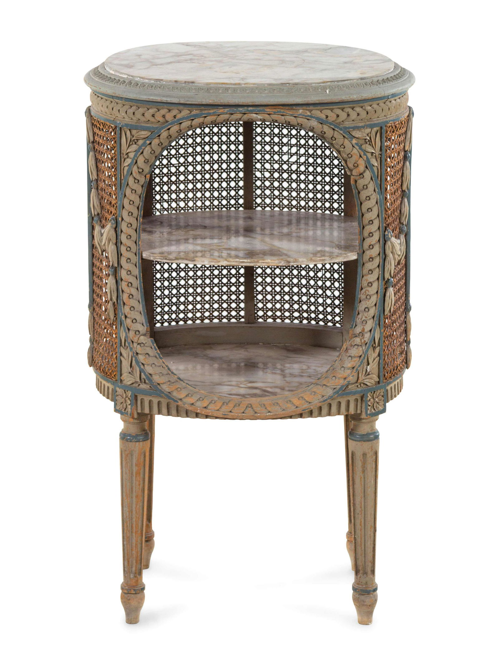 A Louis XVI Style Gray-Painted Marble-Top Side Table (1 of 3)