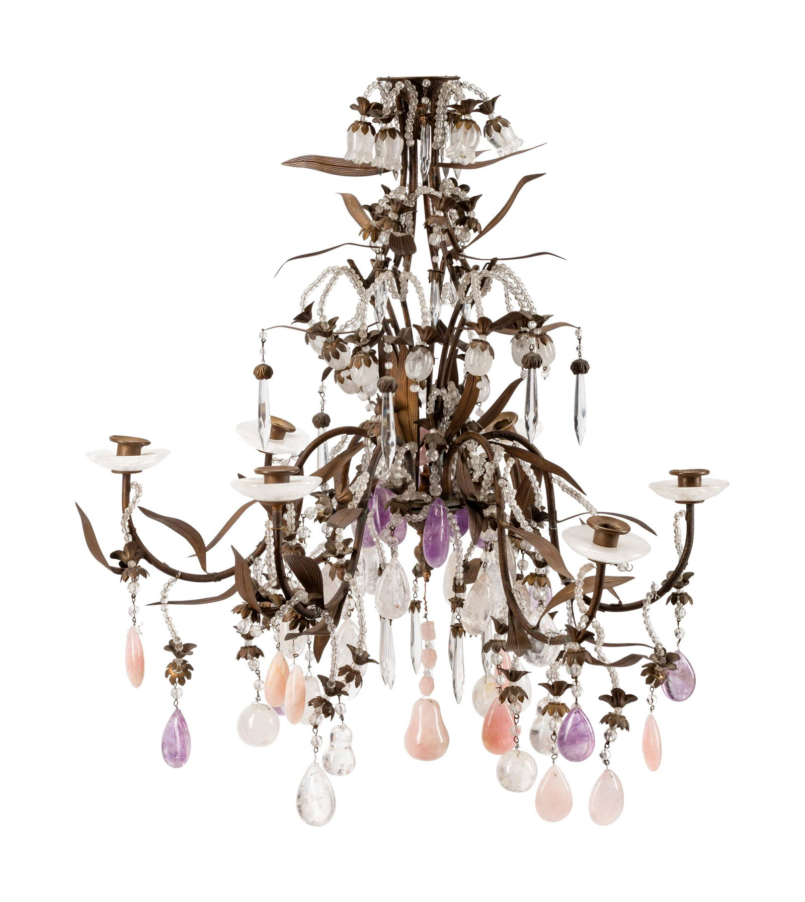 A French Bronze Chandelier with Rock Crystal, Amethyst (1 of 4)