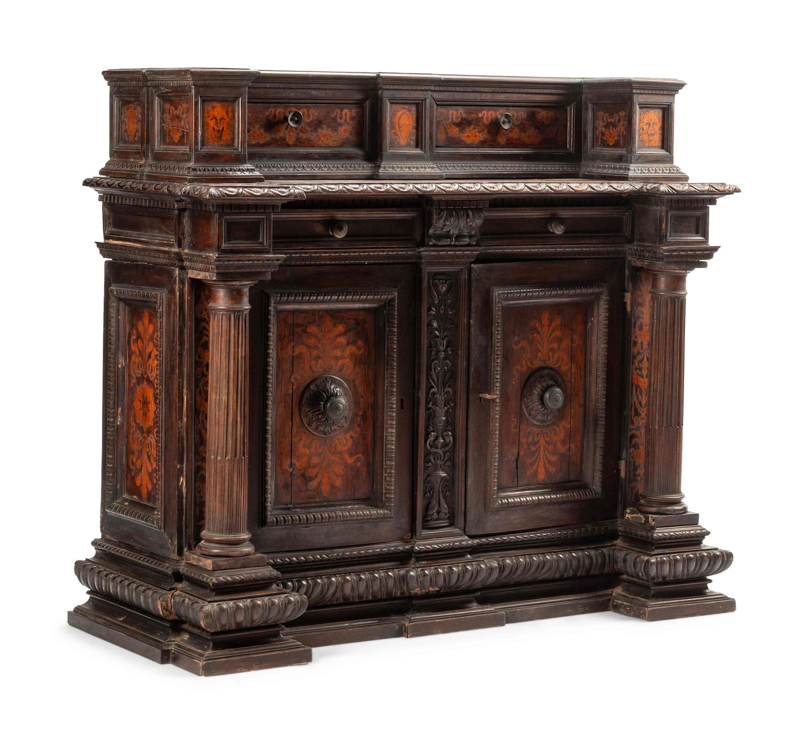 An Italian Baroque Walnut and Marquetry Cabinet (1 of 4)