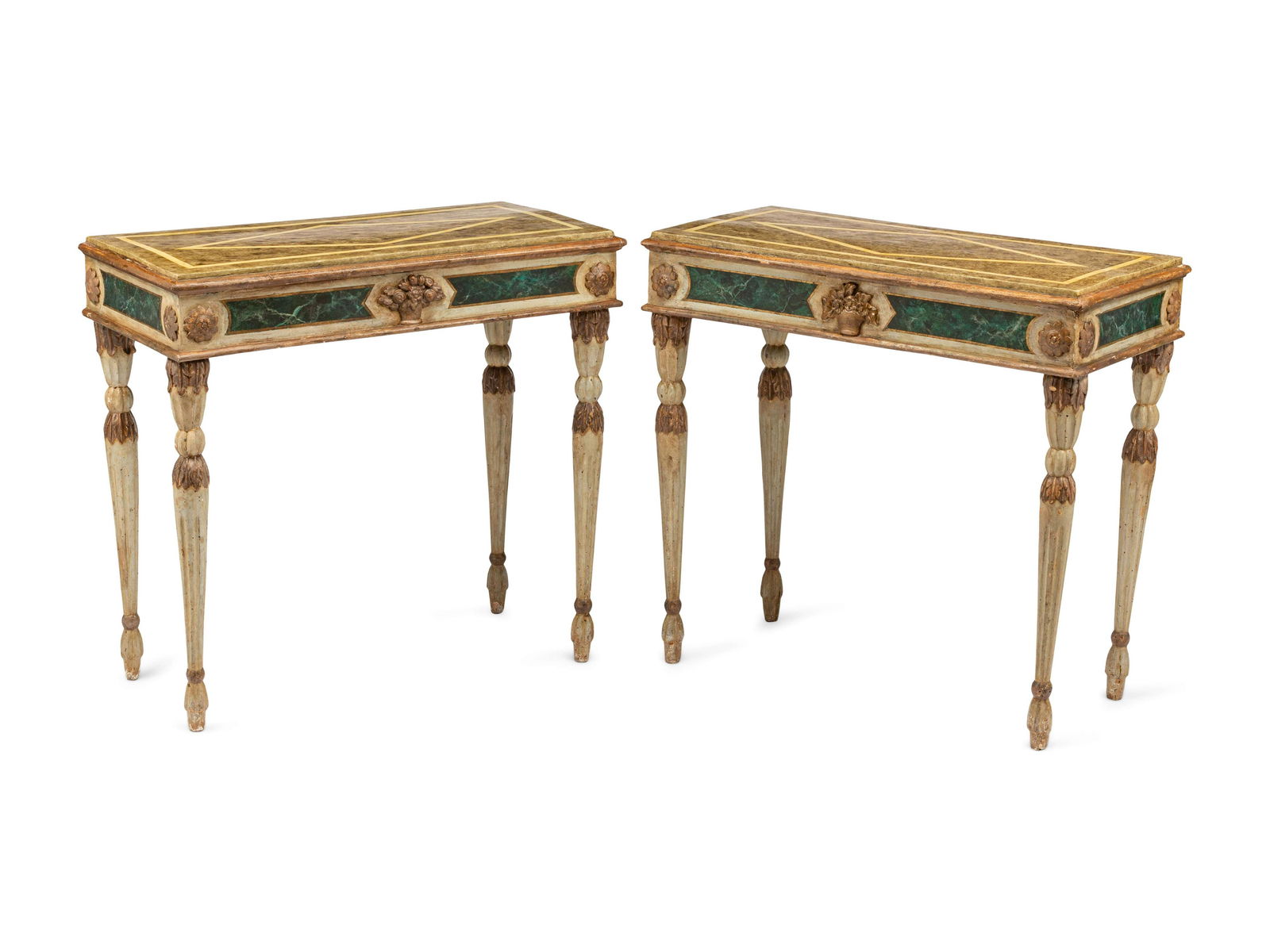 A Pair of Italian Faux Marble Painted Console Tables (1 of 5)