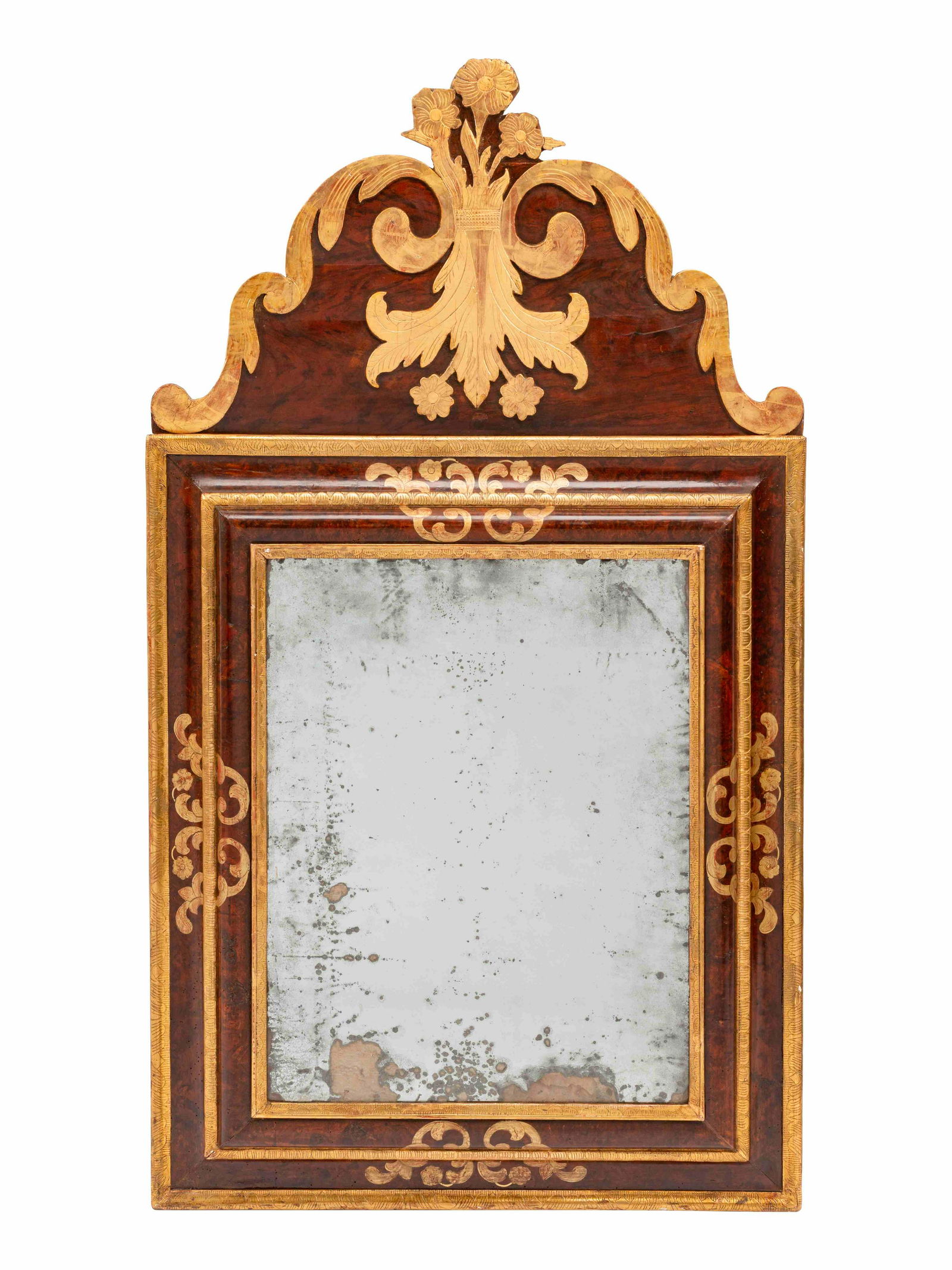 A Continental Parcel Gilt Burl Walnut Mirror (1 of 4)
