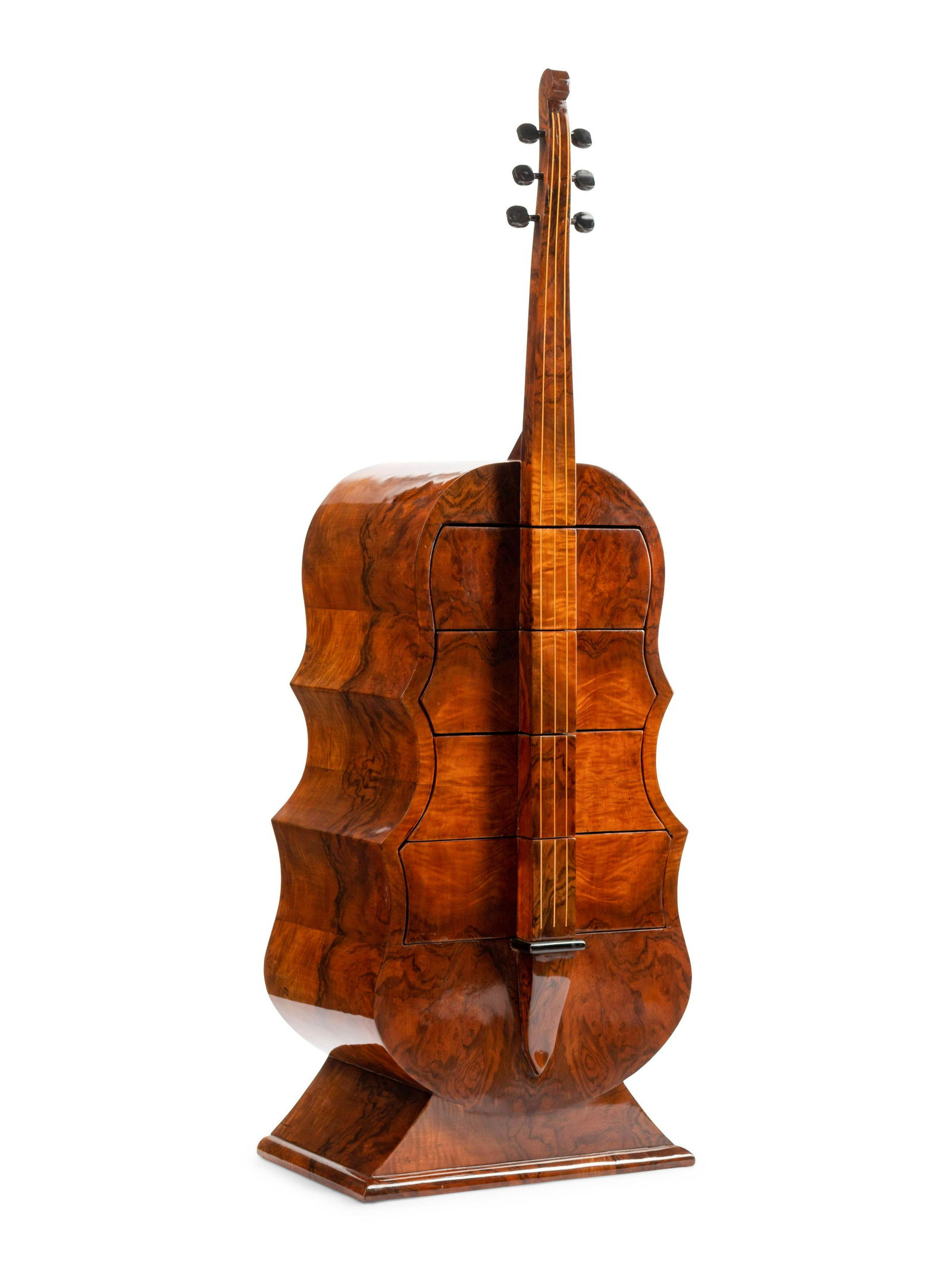 A Continental Burl Walnut "Cello" Cabinet (1 of 3)