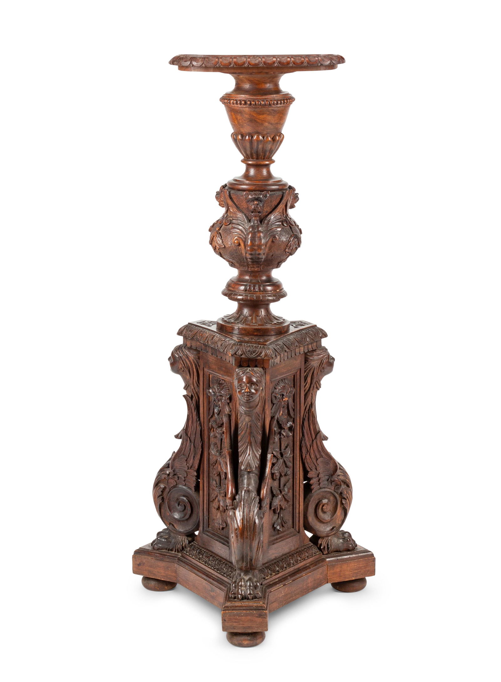A Continental Carved Oak Pedestal (1 of 3)
