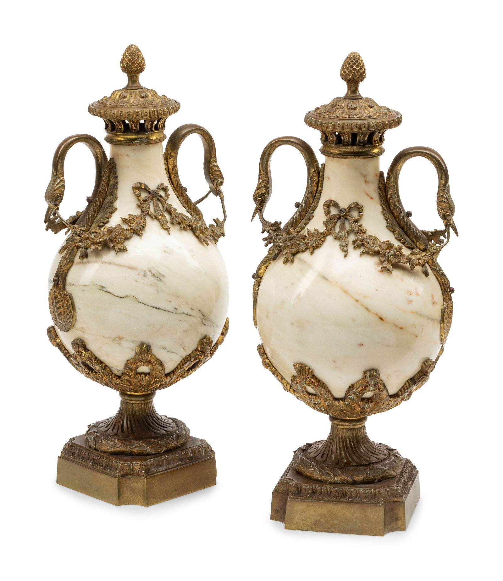A Pair of Continental Gilt Bronze Mounted Marble Urns (1 of 3)
