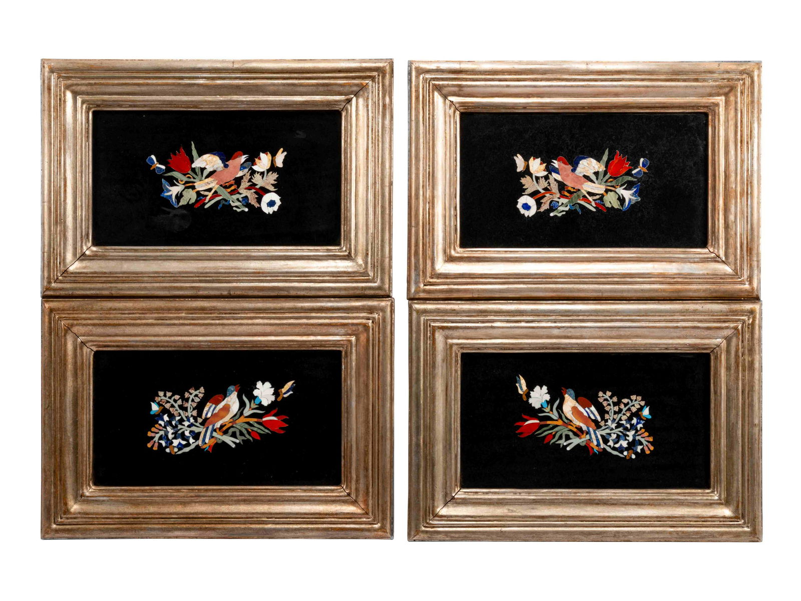 A Set of Four Pietra Dura Plaques in Giltwood Frames (1 of 3)
