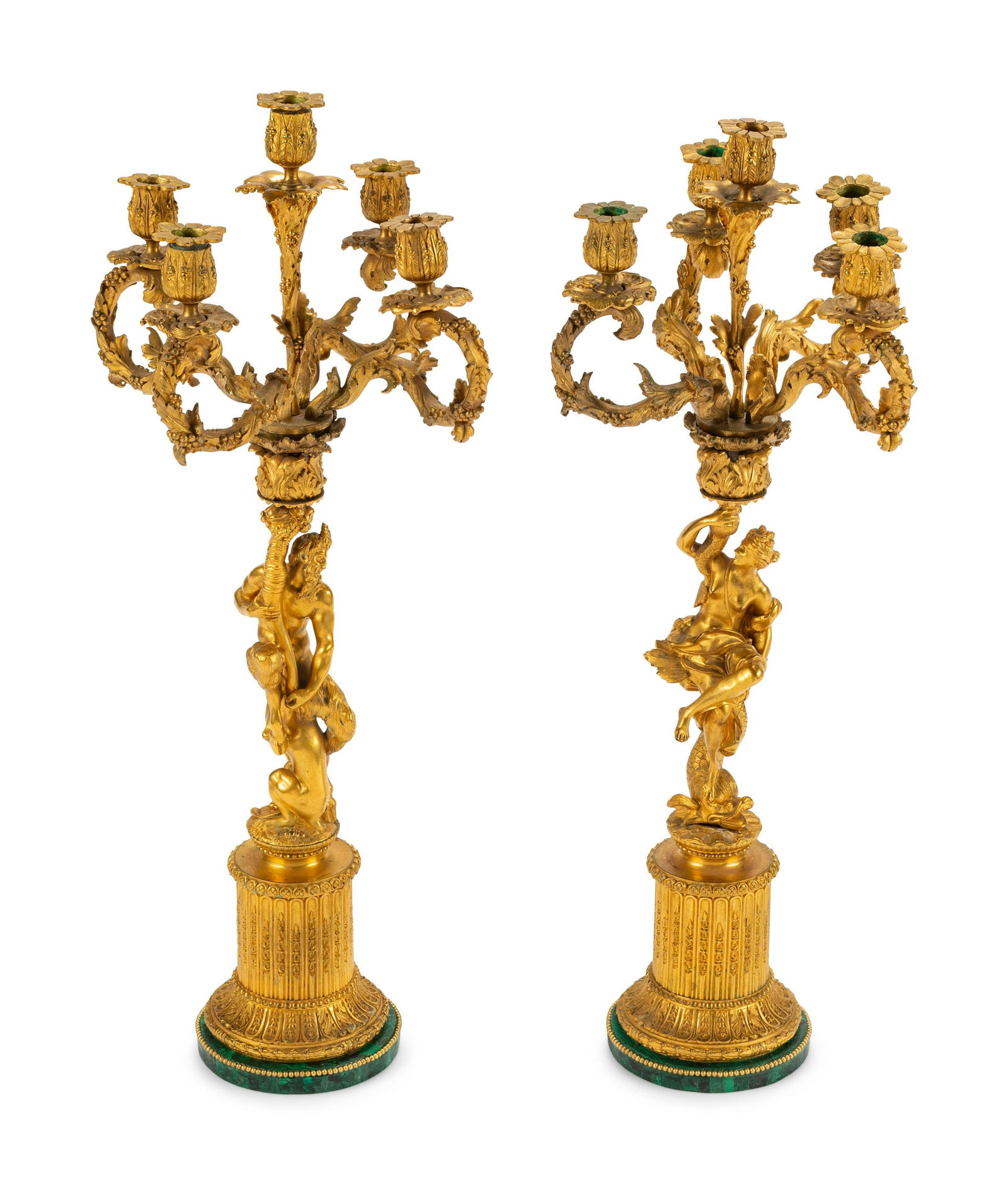 A Pair of Continental Gilt Bronze Figural Five-Light (1 of 6)