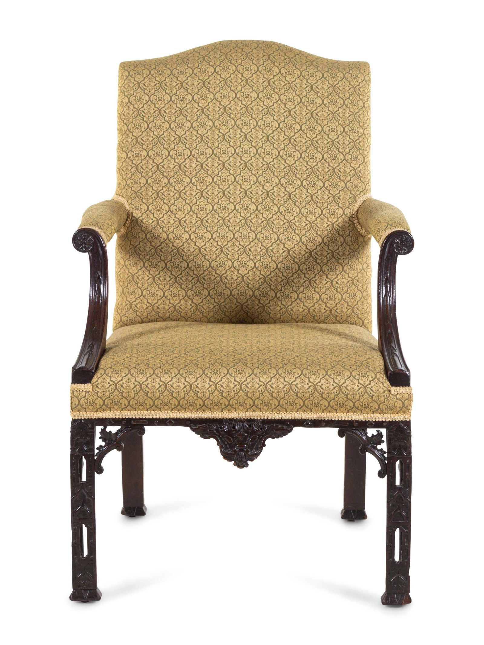 A Chinese Chippendale Style Mahogany Library Chair (1 of 4)