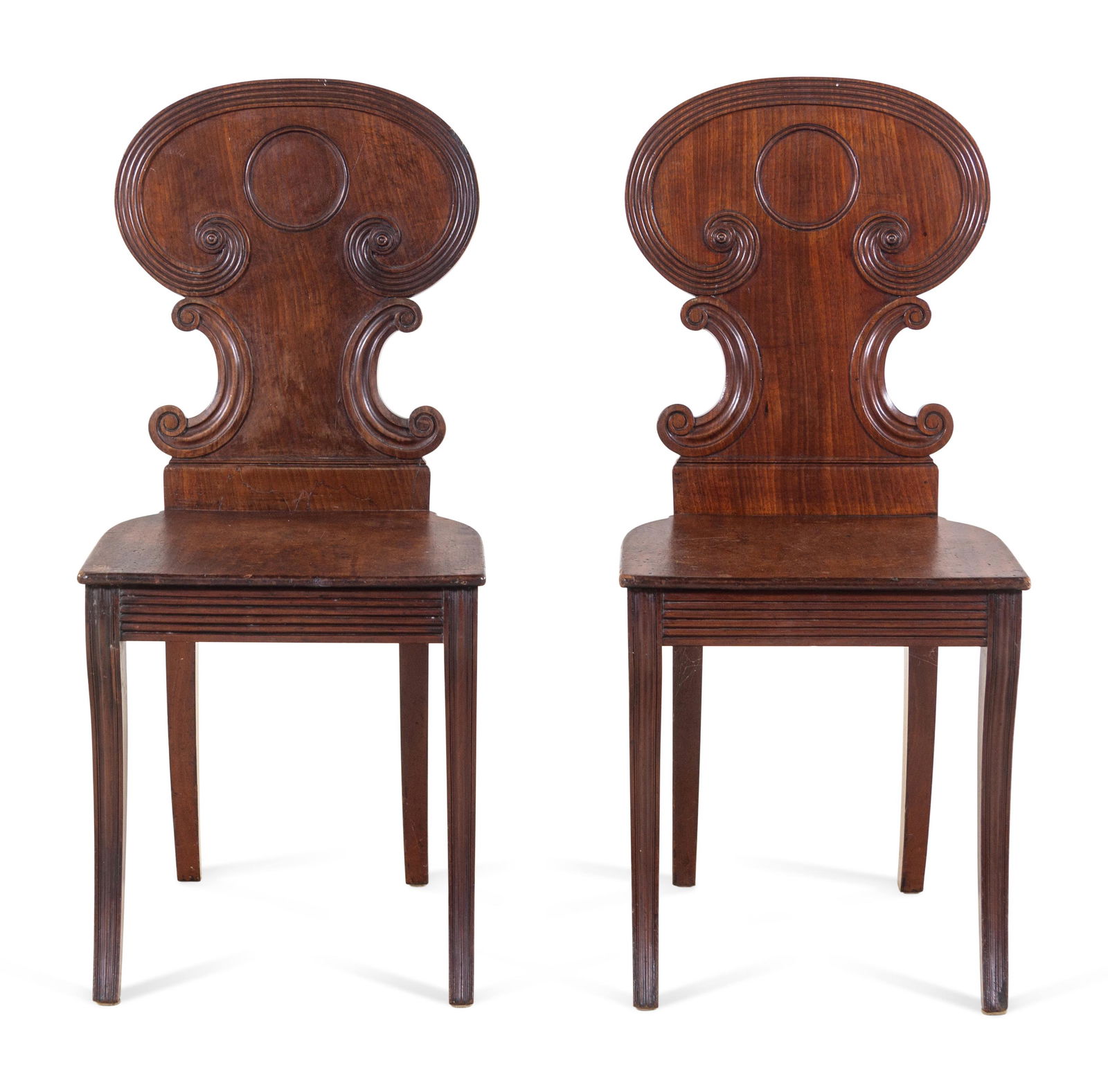 A Pair of Regency Style Mahogany Hall Chairs (1 of 3)