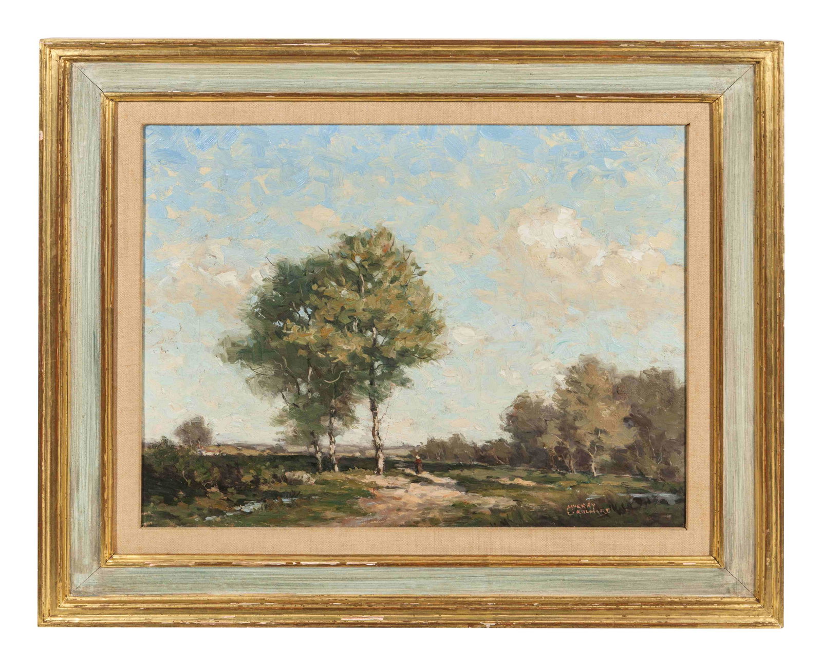Murray McNeil Caird Urquhart (Scottish, 1880-1972): Murray McNeil Caird Urquhart (Scottish, 1880-1972) Landscape with Road and Figure oil on canvas signed Murray Urquhart (lower right) 15 1/2 x 19 1/2 inches. Property from the Collection of Maestro Ray