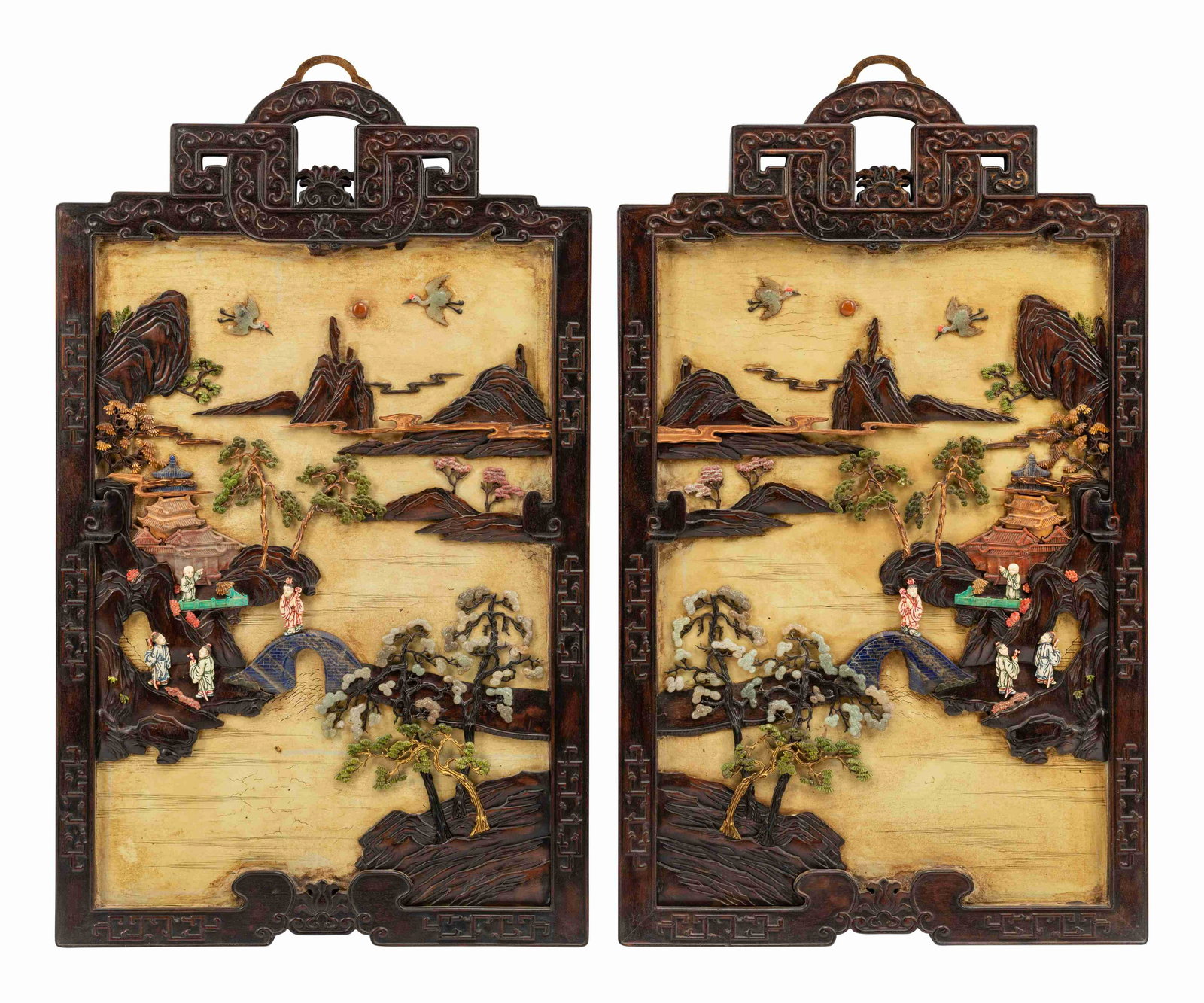 A Pair of Chinese Export Hardstone and Partial (1 of 4)