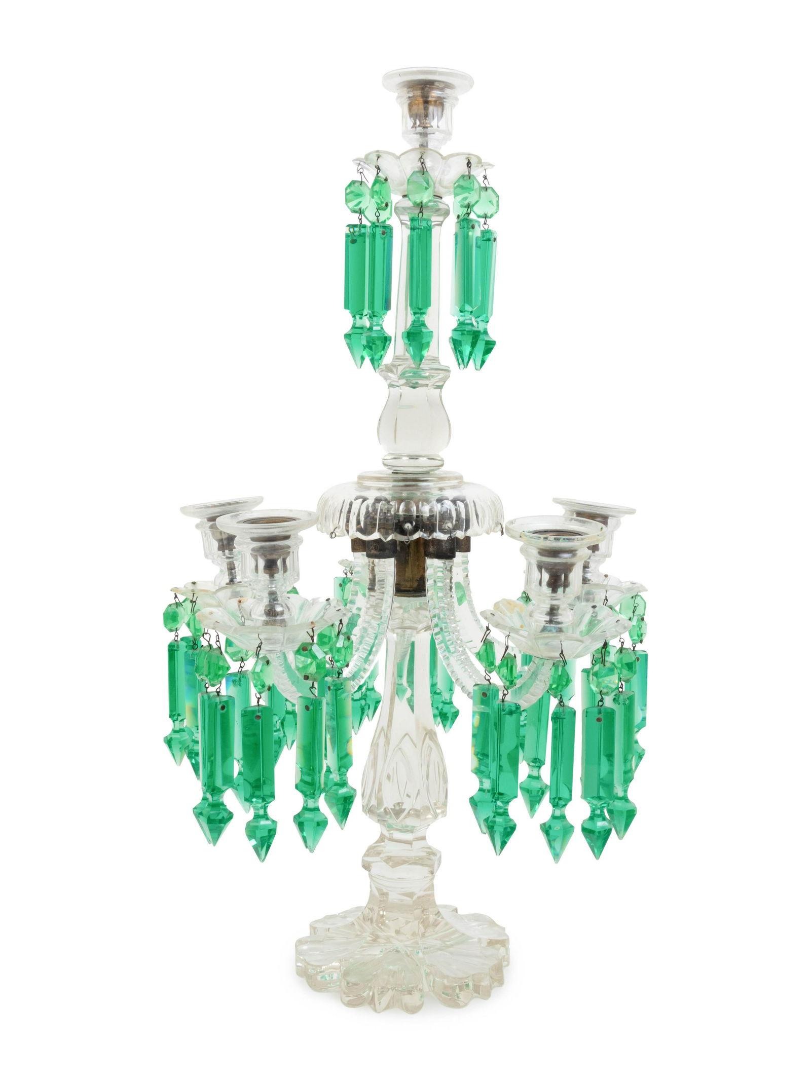 A Waterford Cut and Colored Glass Five Light Candelabra (1 of 3)