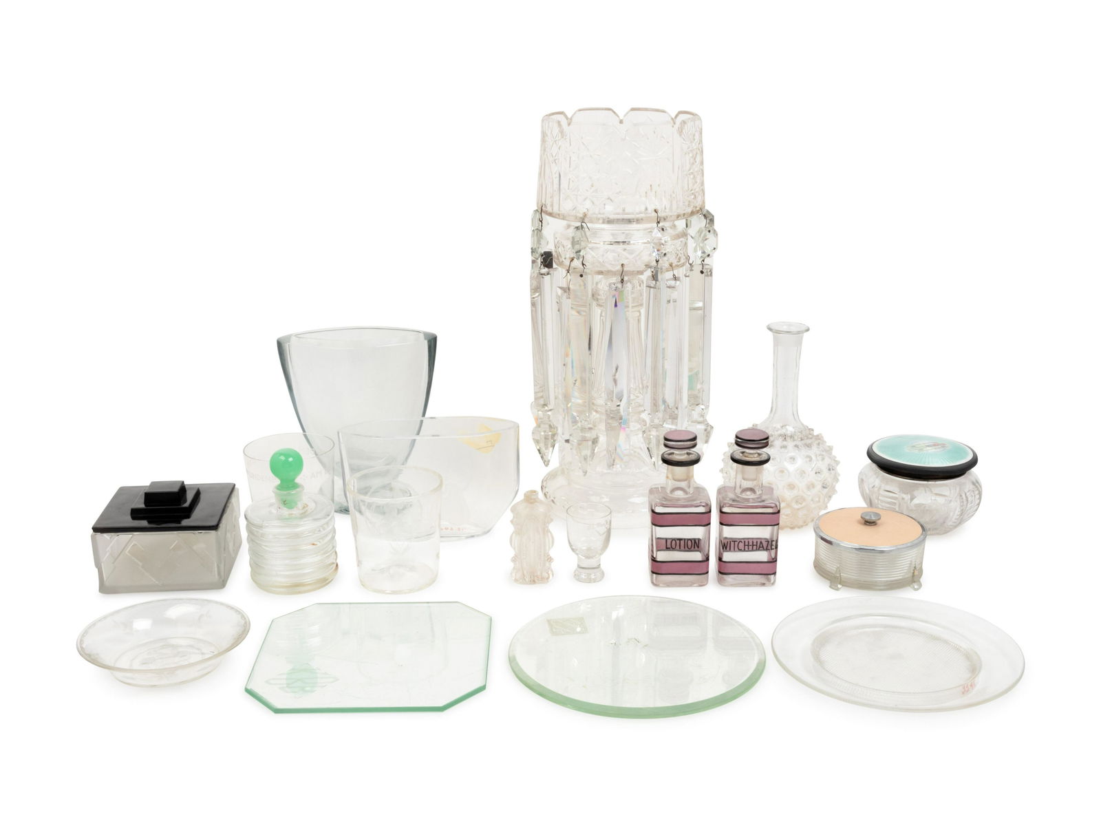 A Collection of Continental and American Glass Articles: A Collection of Continental and American Glass Articles 19th Century and Later comprising a cut glass jardiniere, glass bottle with a prunt-decorated body, a Swedish glass vase, an Orrefors cut glass