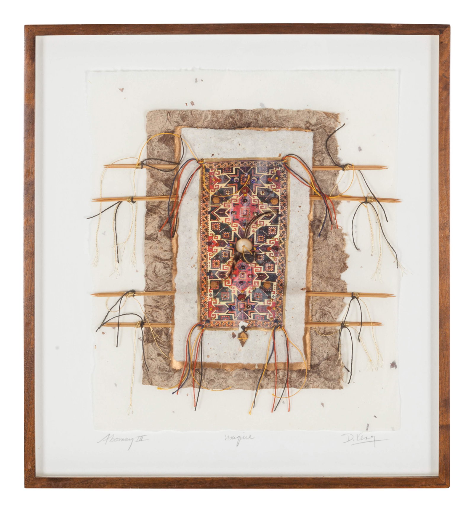 Doreen King (20th Century): Doreen King (20th Century) Abomey I collage on paper mounted on board 16 x 13 inches.