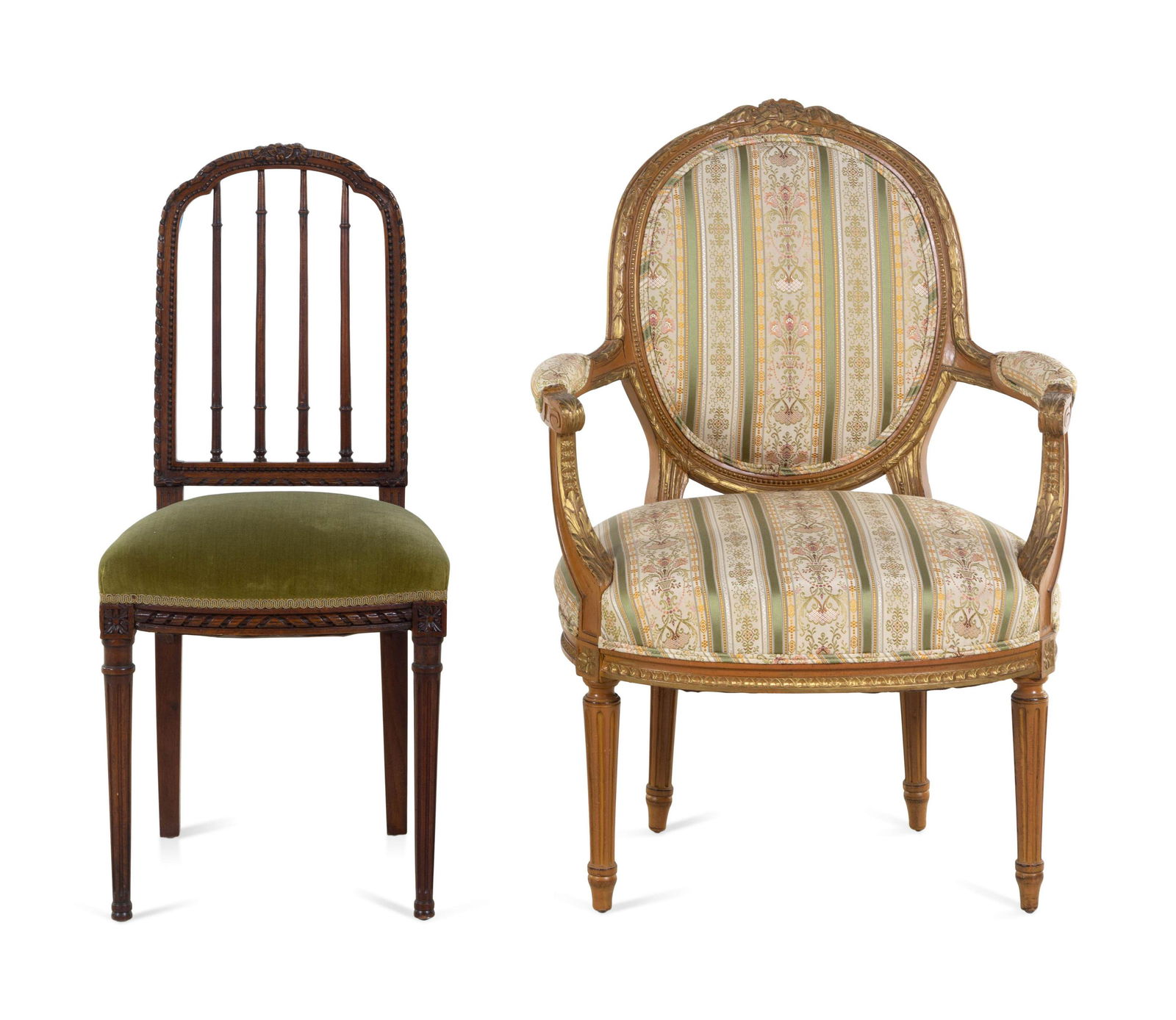 A Louis XVI Style Parcel Gilt Fauteuil (1 of 2)