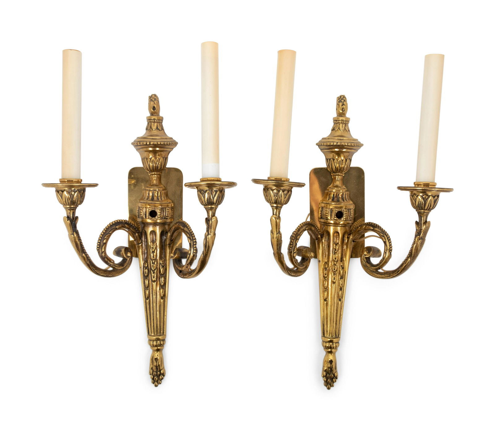 A Pair of Louis XVI Style Gilt Bronze Two-Light Wall (1 of 2)