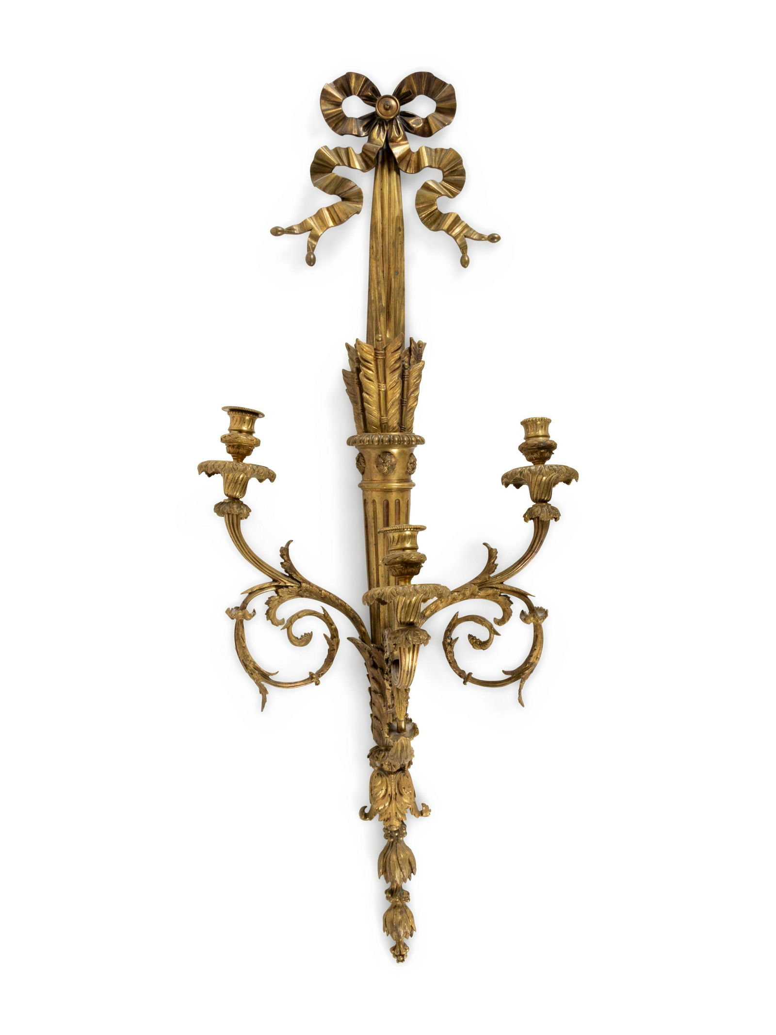 A Louis XVI Style Gilt and Patinated Bronze Three-Light (1 of 1)