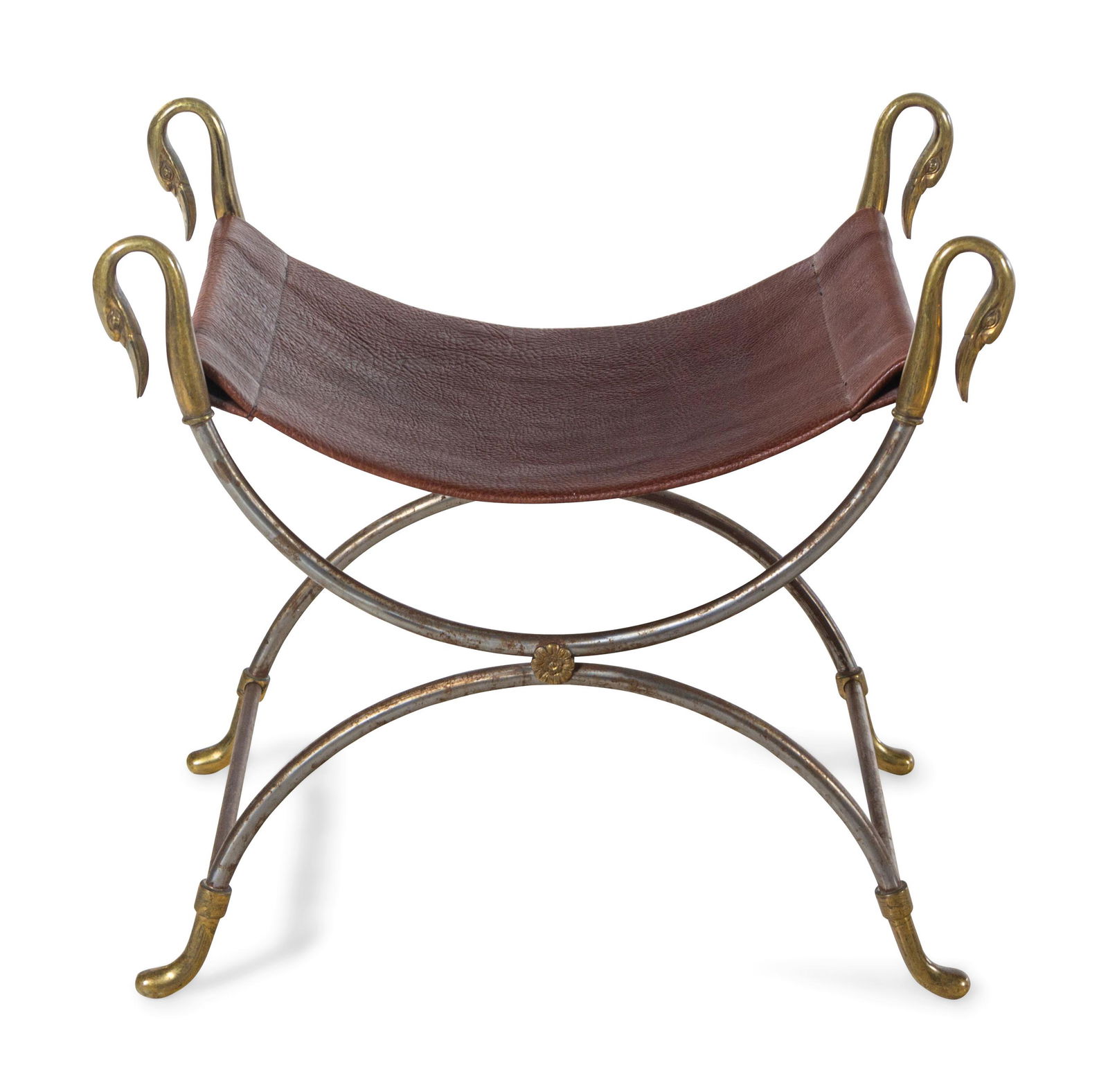 A French Neoclassical Style Steel and Leather Stool (1 of 3)