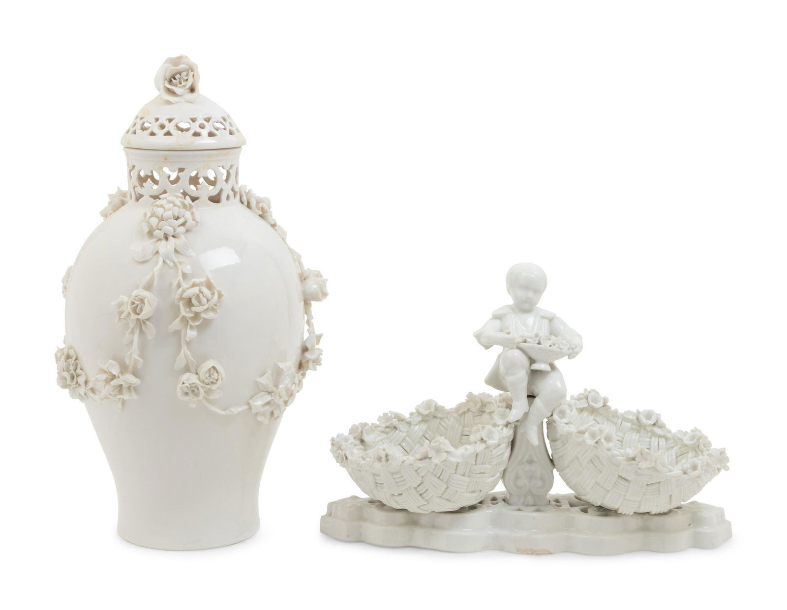 A Meissen Porcelain Twin-Basket Candy Dish (1 of 3)